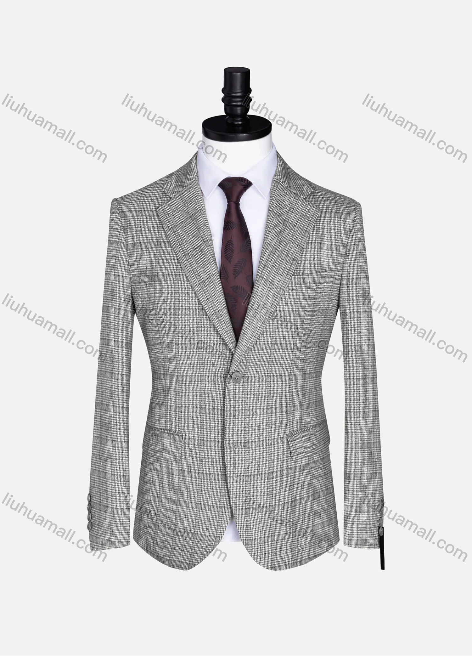 Wholesale Men's Formal Lapel Gingham Long Sleeve Two Button Blazer Jackets 723785# - Liuhuamall