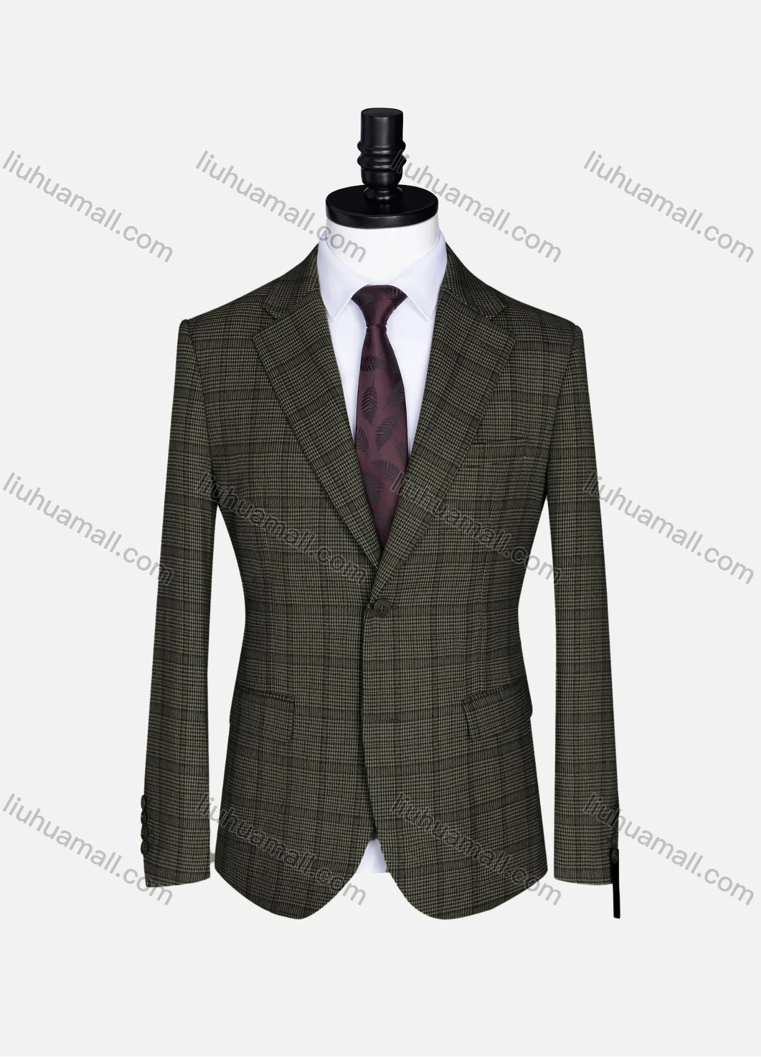 Wholesale Men's Formal Lapel Gingham Long Sleeve Two Button Blazer Jackets 723785# - Liuhuamall