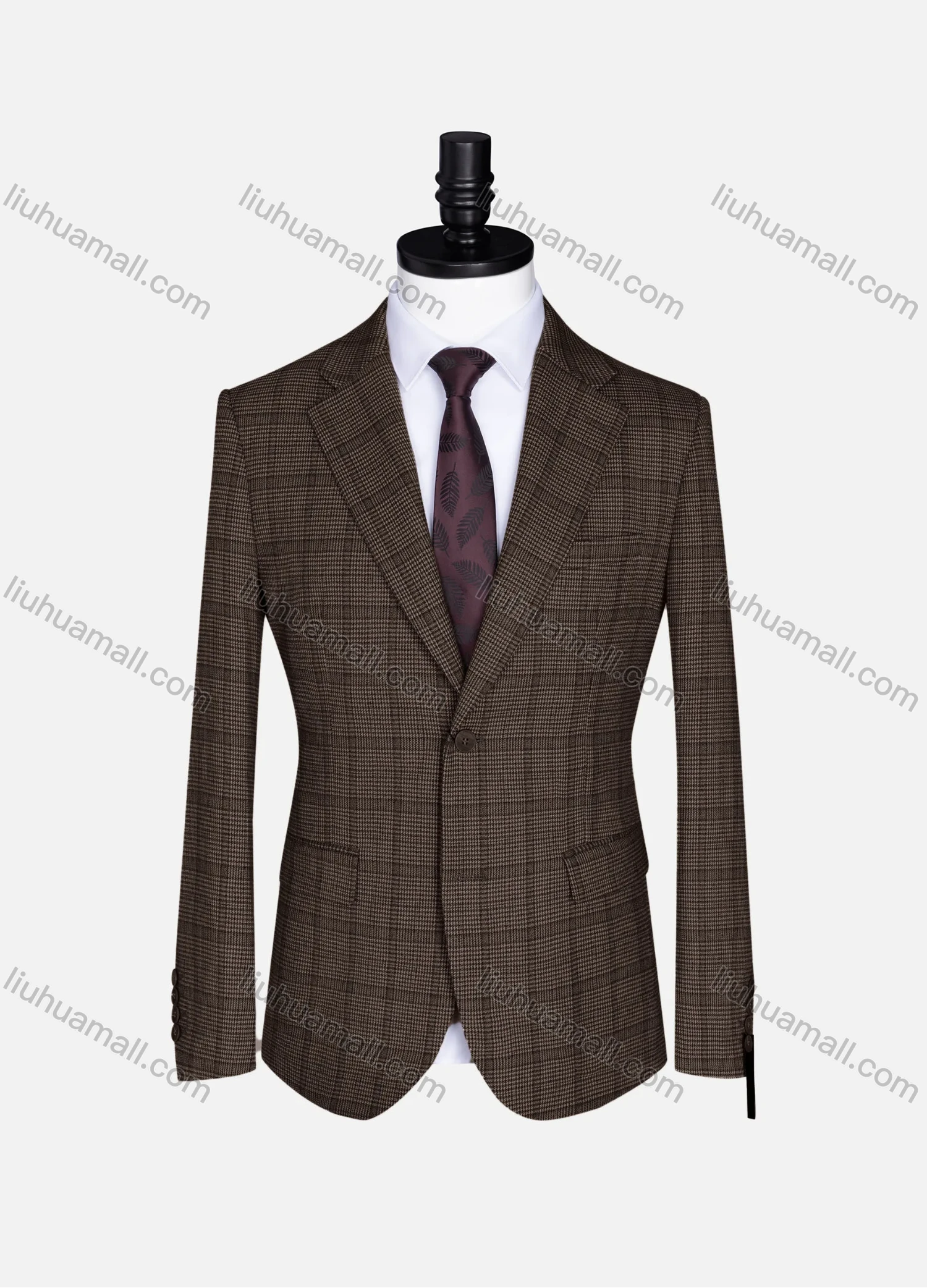 Wholesale Men's Formal Lapel Gingham Long Sleeve Two Button Blazer Jackets 723785# - Liuhuamall