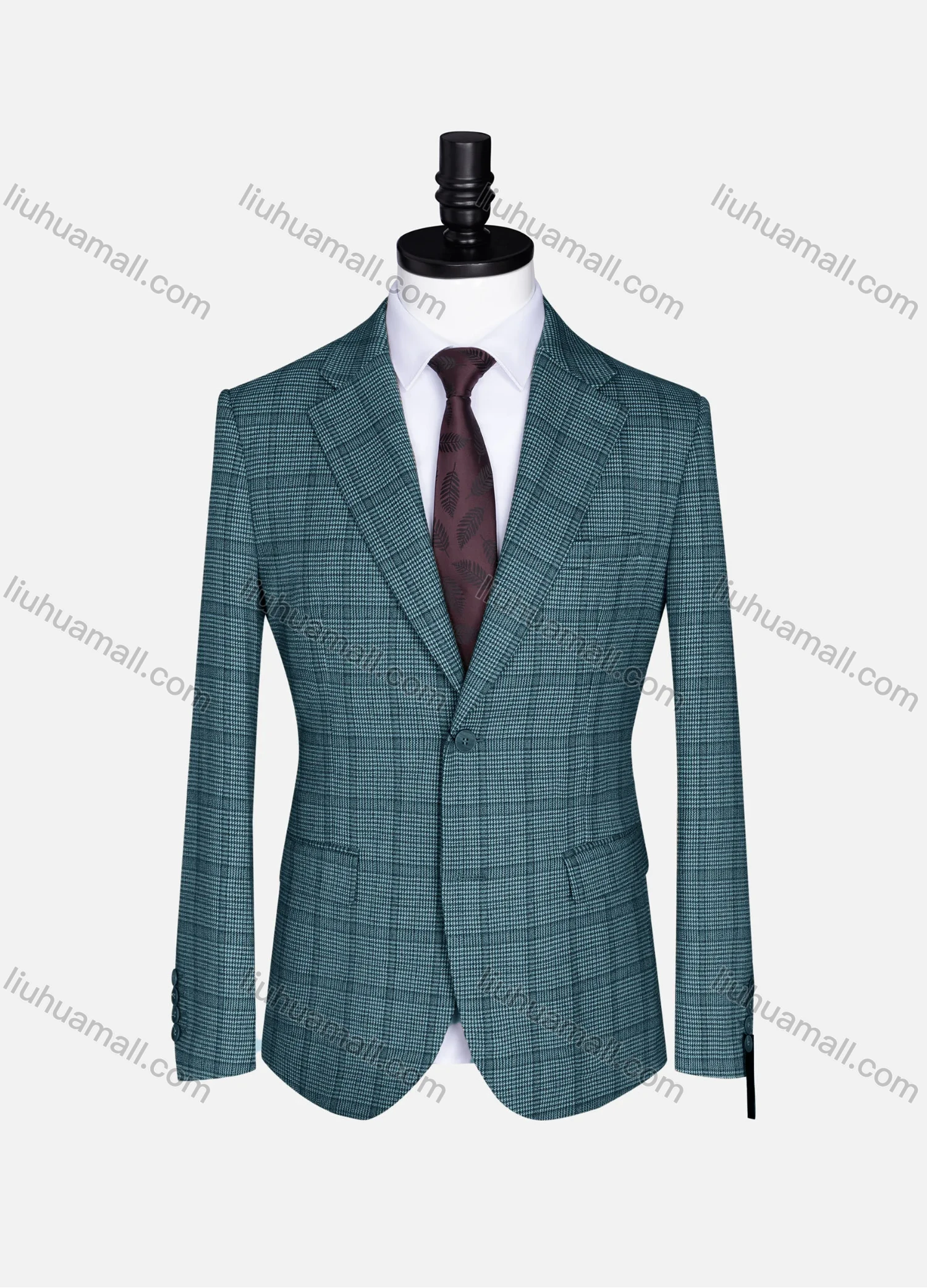 Wholesale Men's Formal Lapel Gingham Long Sleeve Two Button Blazer Jackets 723785# - Liuhuamall