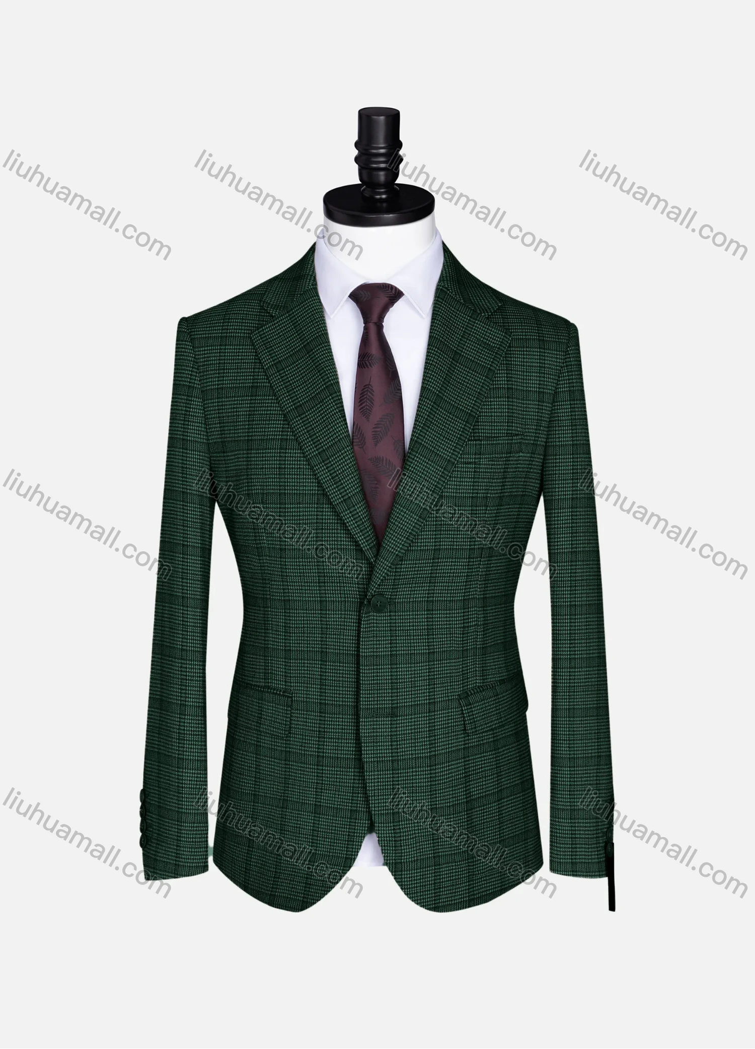 Wholesale Men's Formal Lapel Gingham Long Sleeve Two Button Blazer Jackets 723785# - Liuhuamall