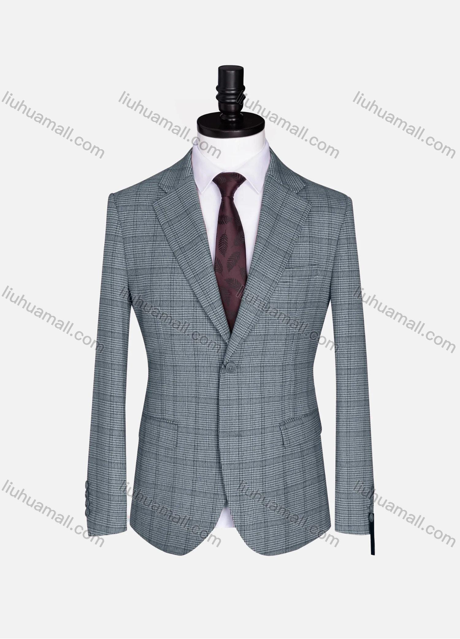 Wholesale Men's Formal Lapel Gingham Long Sleeve Two Button Blazer Jackets 723785# - Liuhuamall