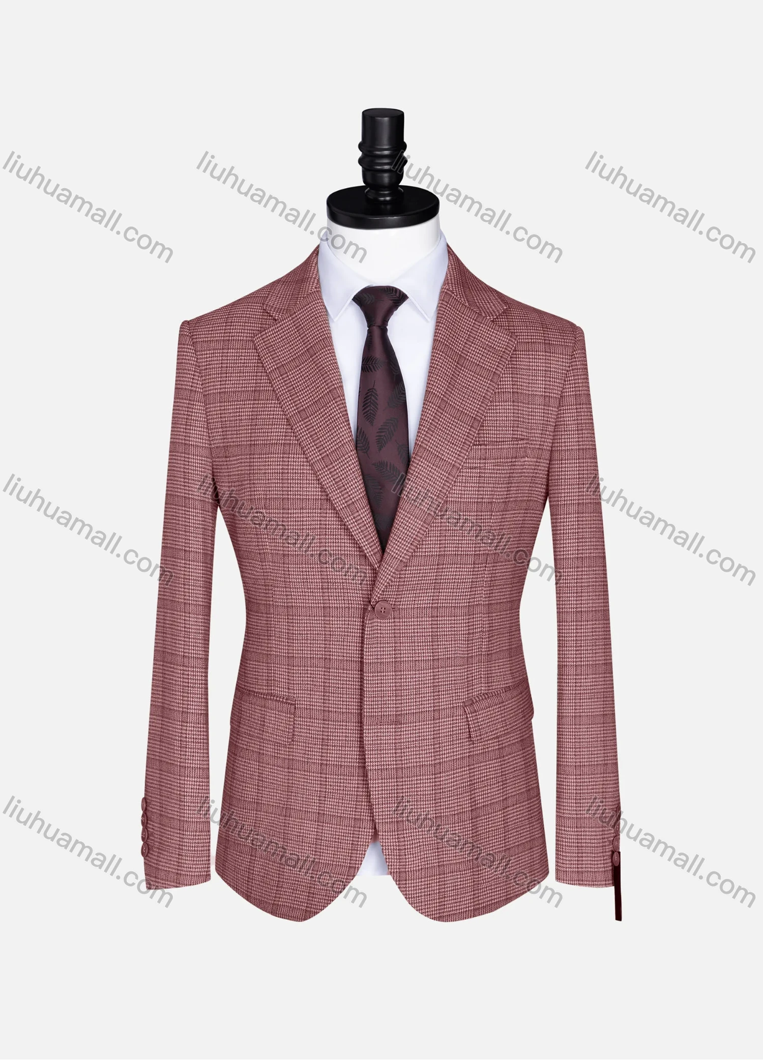 Wholesale Men's Formal Lapel Gingham Long Sleeve Two Button Blazer Jackets 723785# - Liuhuamall