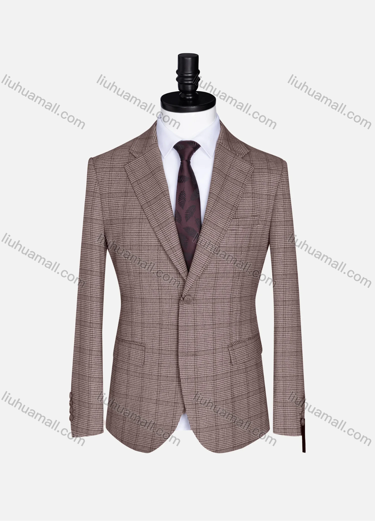 Wholesale Men's Formal Lapel Gingham Long Sleeve Two Button Blazer Jackets 723785# - Liuhuamall