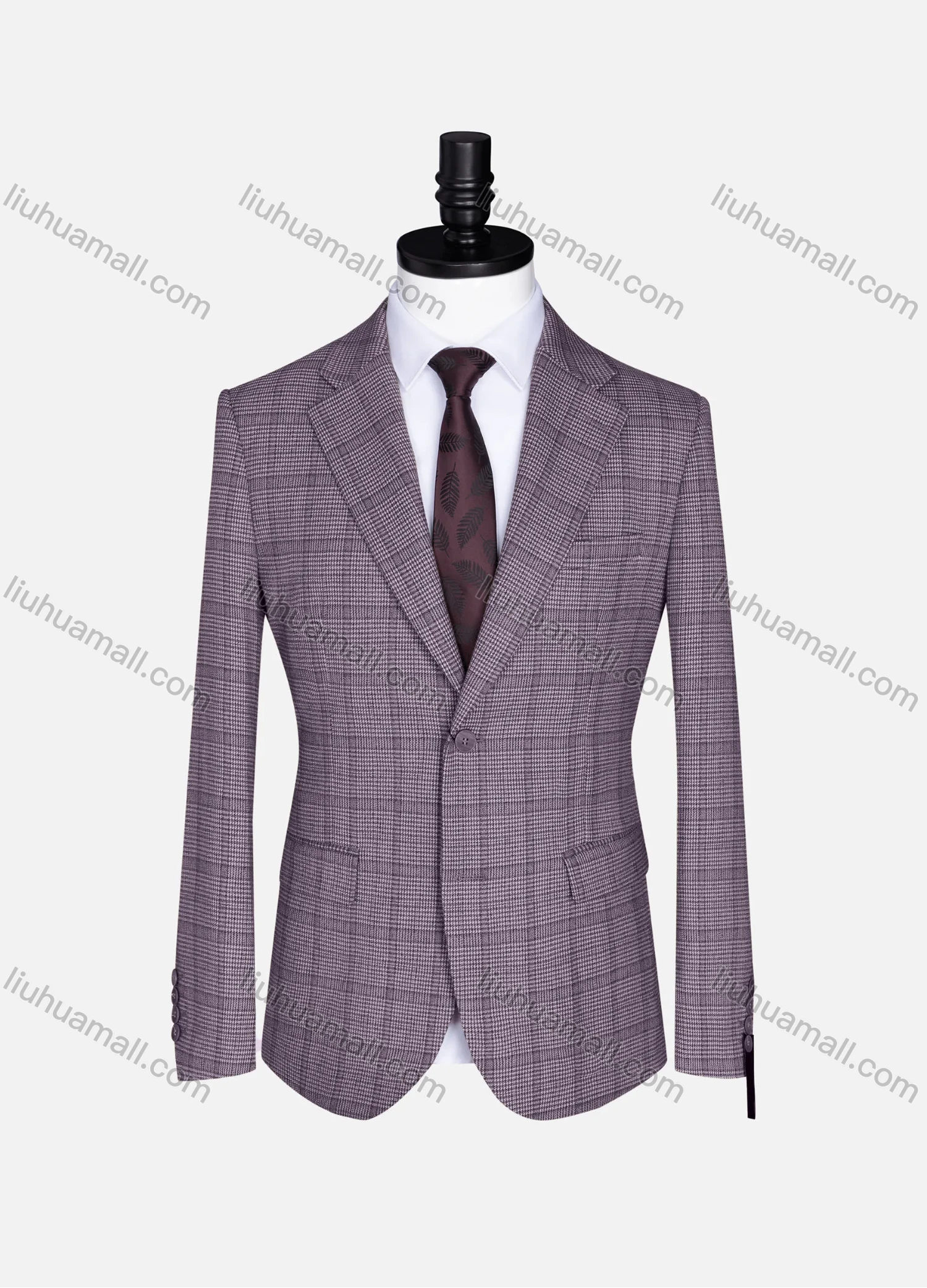 Wholesale Men's Formal Lapel Gingham Long Sleeve Two Button Blazer Jackets 723785# - Liuhuamall