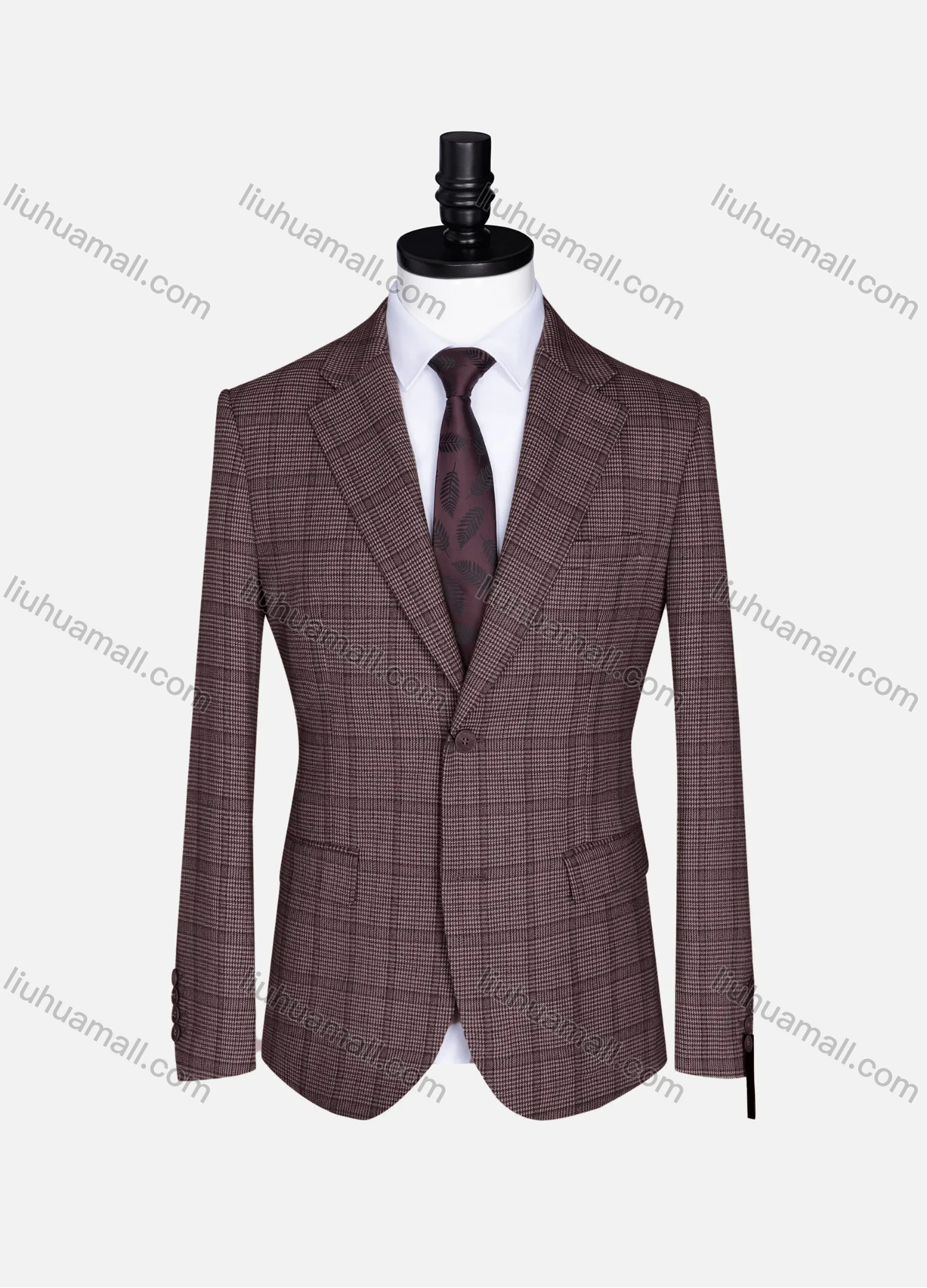 Wholesale Men's Formal Lapel Gingham Long Sleeve Two Button Blazer Jackets 723785# - Liuhuamall