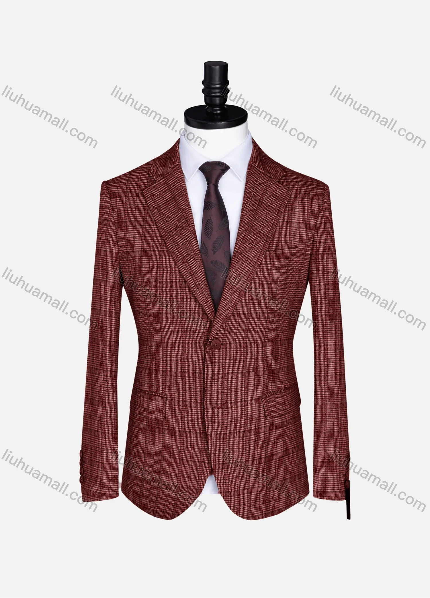 Wholesale Men's Formal Lapel Gingham Long Sleeve Two Button Blazer Jackets 723785# - Liuhuamall