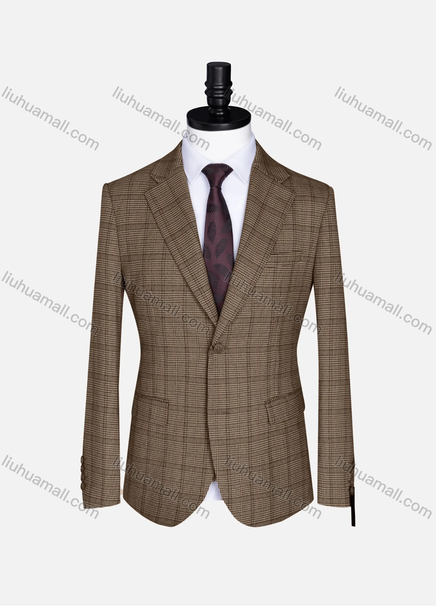 Wholesale Men's Formal Lapel Gingham Long Sleeve Two Button Blazer Jackets 723785# - Liuhuamall