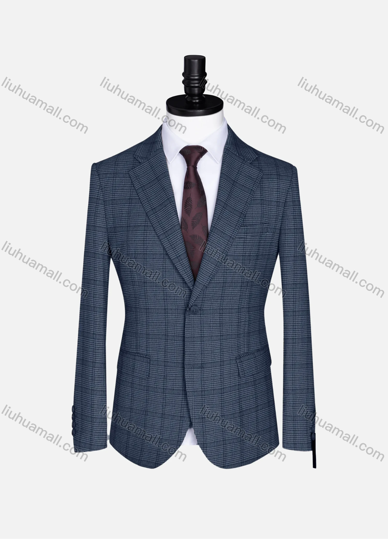 Wholesale Men's Formal Lapel Gingham Long Sleeve Two Button Blazer Jackets 723785# - Liuhuamall