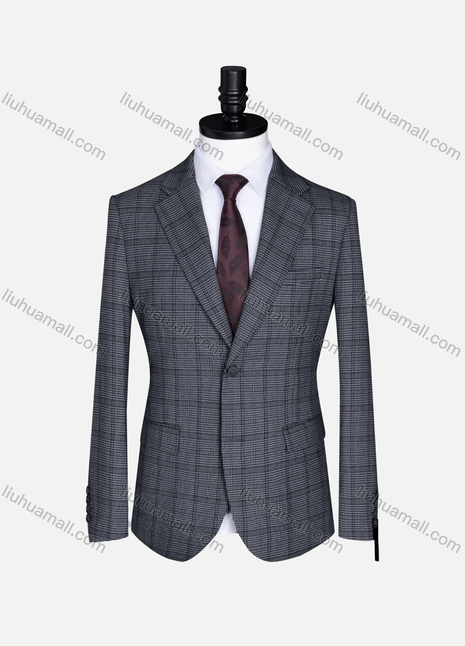 Wholesale Men's Formal Lapel Gingham Long Sleeve Two Button Blazer Jackets 723785# - Liuhuamall