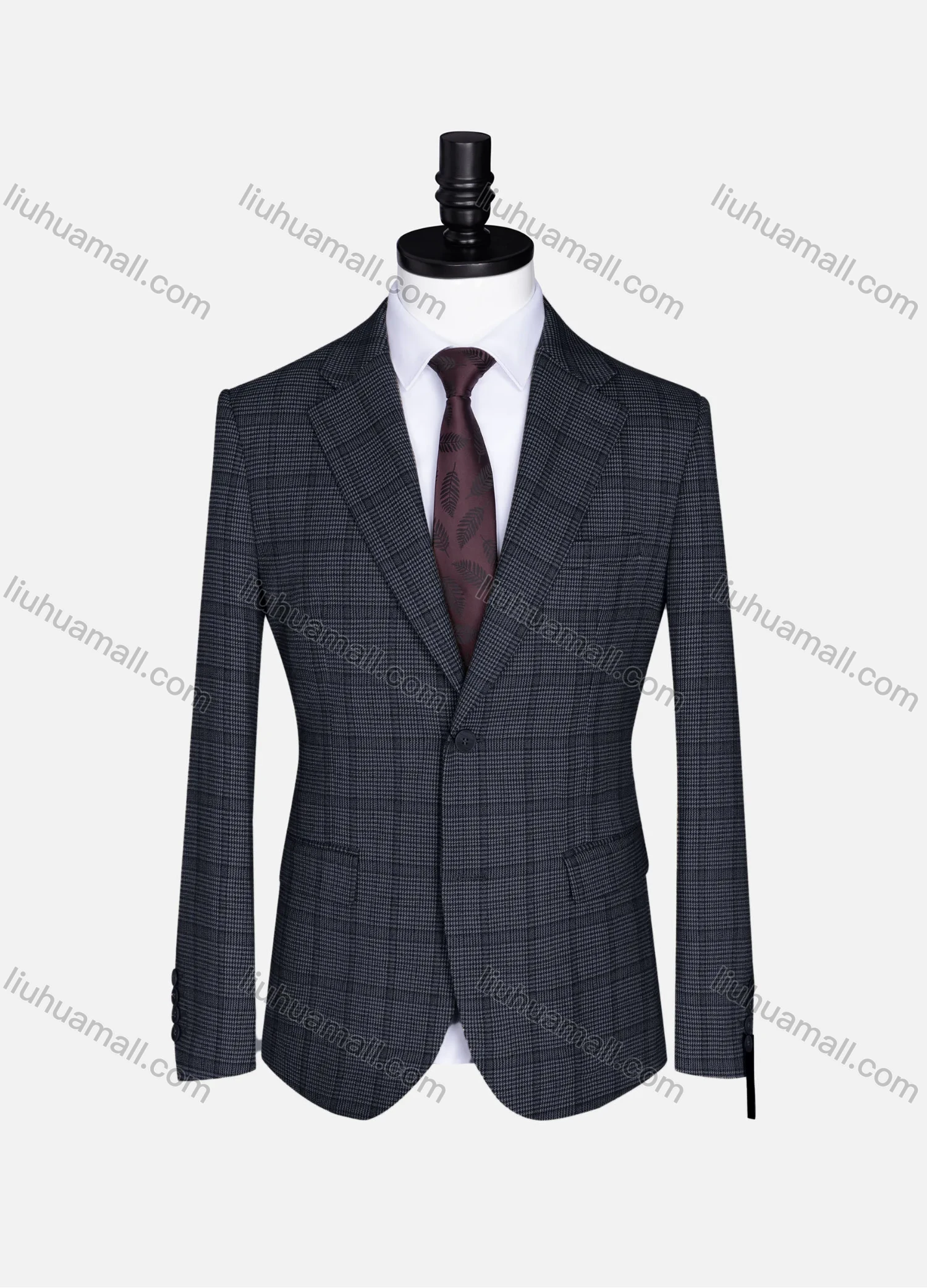 Wholesale Men's Formal Lapel Gingham Long Sleeve Two Button Blazer Jackets 723785# - Liuhuamall