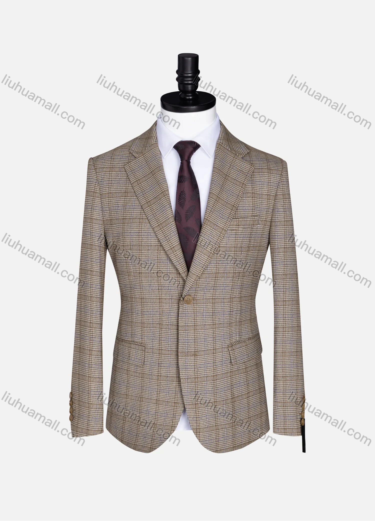 Wholesale Men's Formal Lapel Gingham Long Sleeve Two Button Blazer Jackets 723785# - Liuhuamall