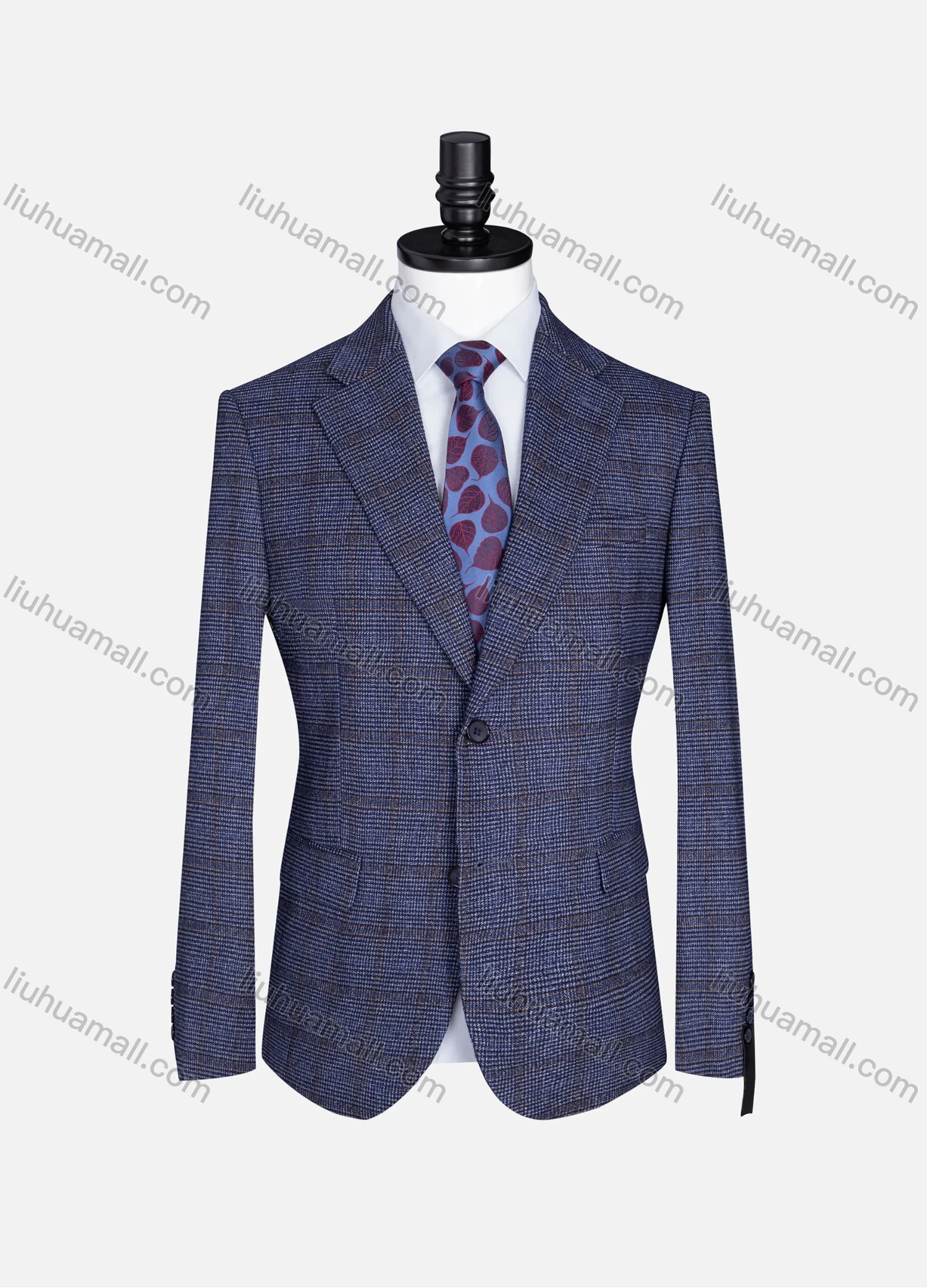 Wholesale Men's Formal Lapel Gingham Long Sleeve Two Button Blazer Jackets 723785# - Liuhuamall