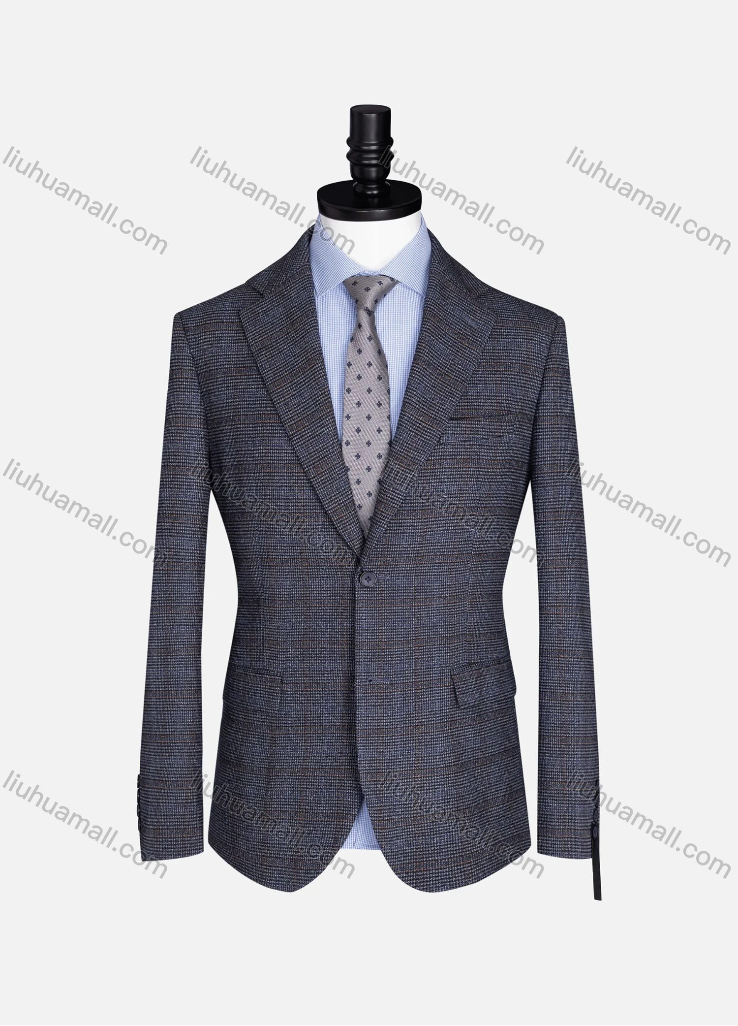 Wholesale Men's Formal Lapel Gingham Long Sleeve Two Button Blazer Jackets 723785# - Liuhuamall