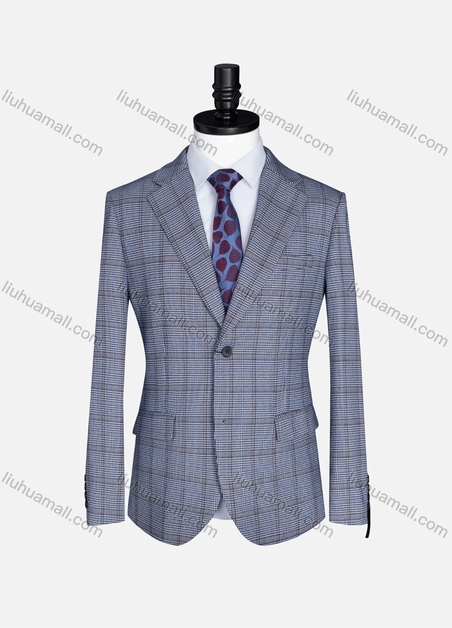Wholesale Men's Formal Lapel Gingham Long Sleeve Two Button Blazer Jackets 723785# - Liuhuamall
