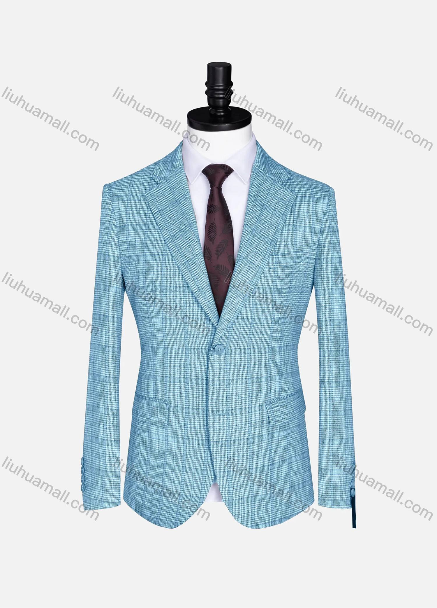 Wholesale Men's Formal Lapel Gingham Long Sleeve Two Button Blazer Jackets 723785# - Liuhuamall