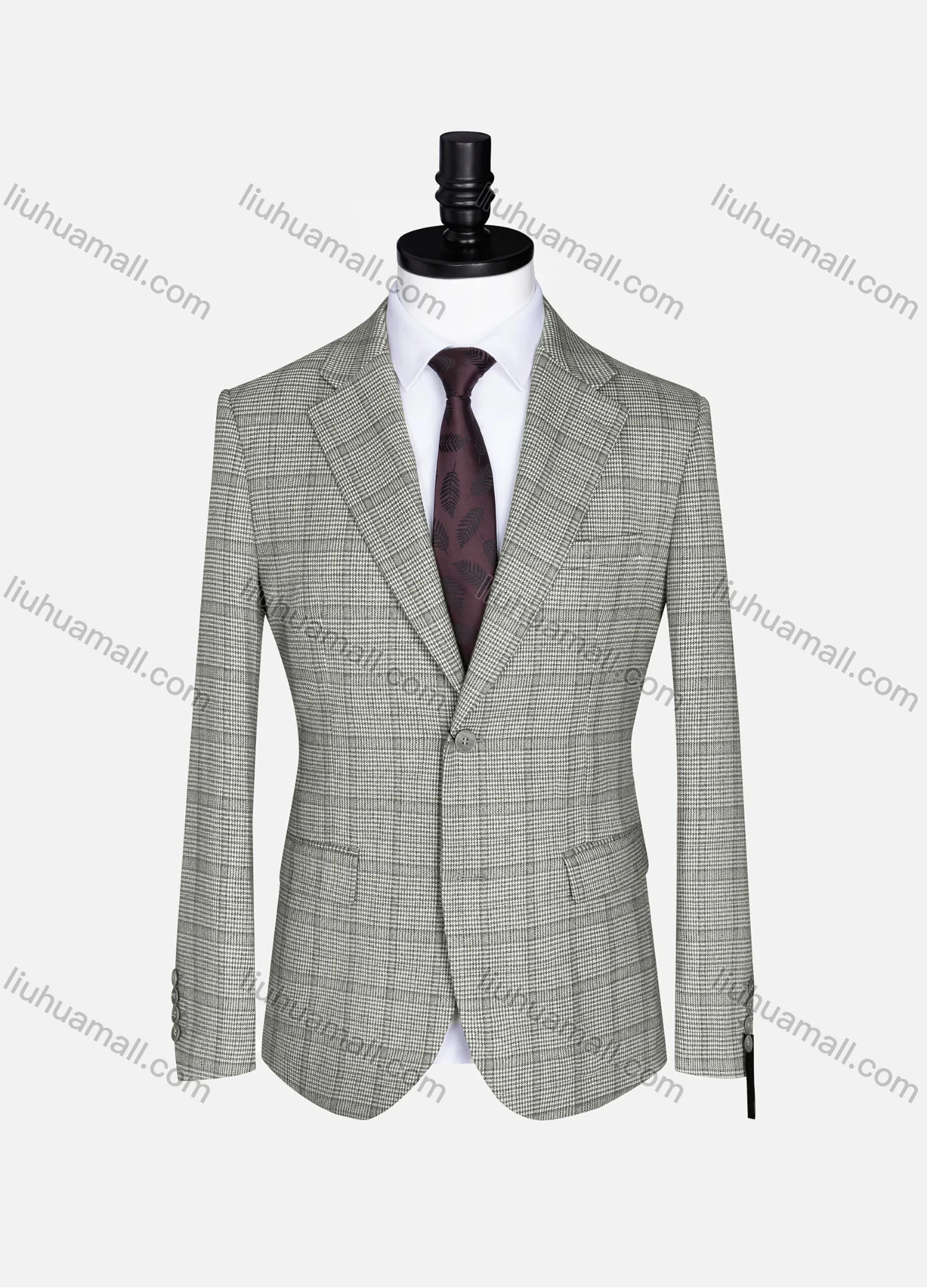 Wholesale Men's Formal Lapel Gingham Long Sleeve Two Button Blazer Jackets 723785# - Liuhuamall