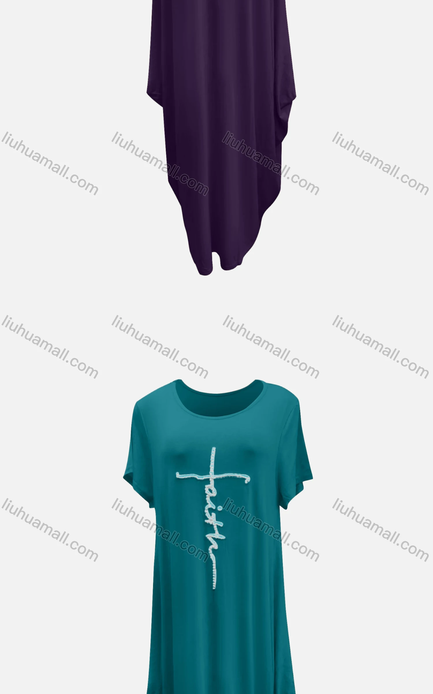 Wholesale Women's African Crew Neck Letter Pearl Decor Short Sleeve Loose Fit Dress 8801# - Liuhuamall