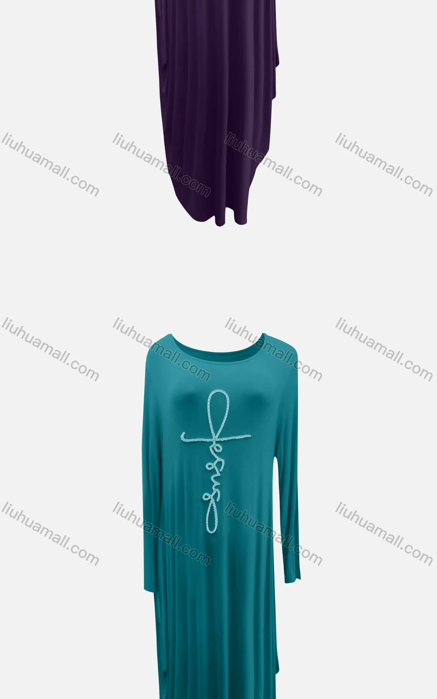 Wholesale Women's African Crew Neck Letter Long Sleeve Patch Pocket Loose Fit Dress 8810# - Liuhuamall