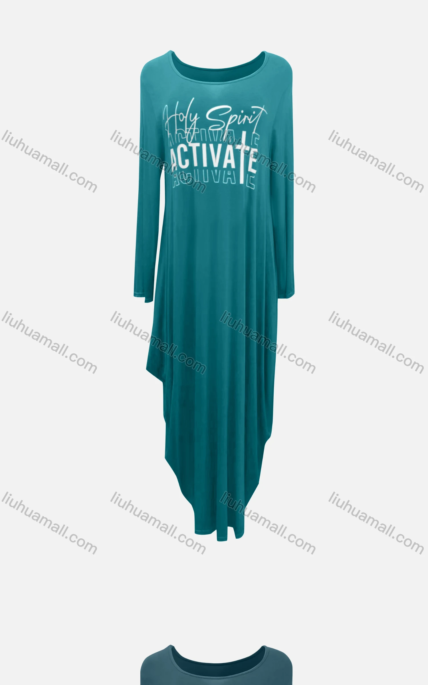 Wholesale Women's African Crew Neck Letter Long Sleeve Patch Pocket Loose Fit Dress 8811# - Liuhuamall