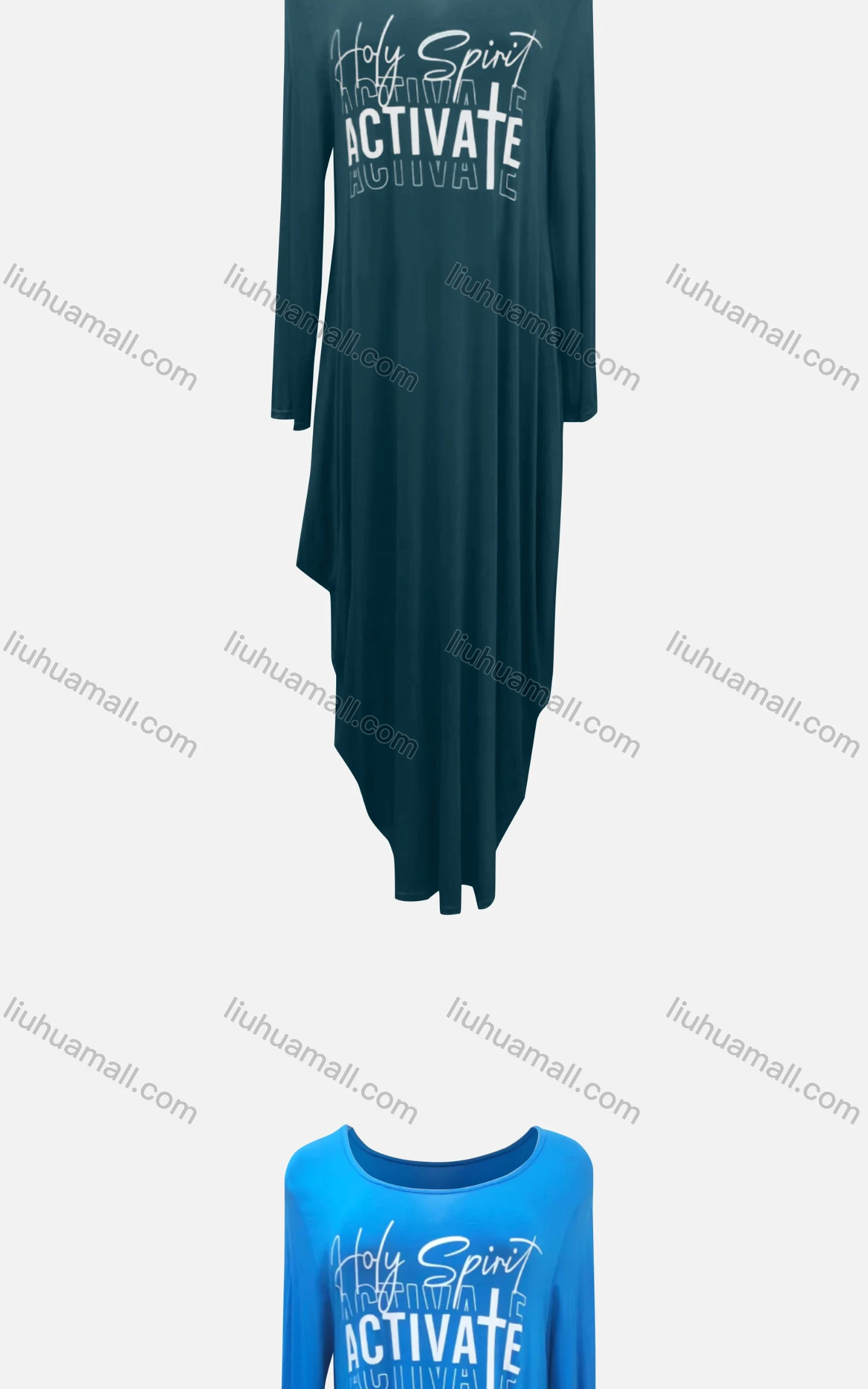 Wholesale Women's African Crew Neck Letter Long Sleeve Patch Pocket Loose Fit Dress 8811# - Liuhuamall