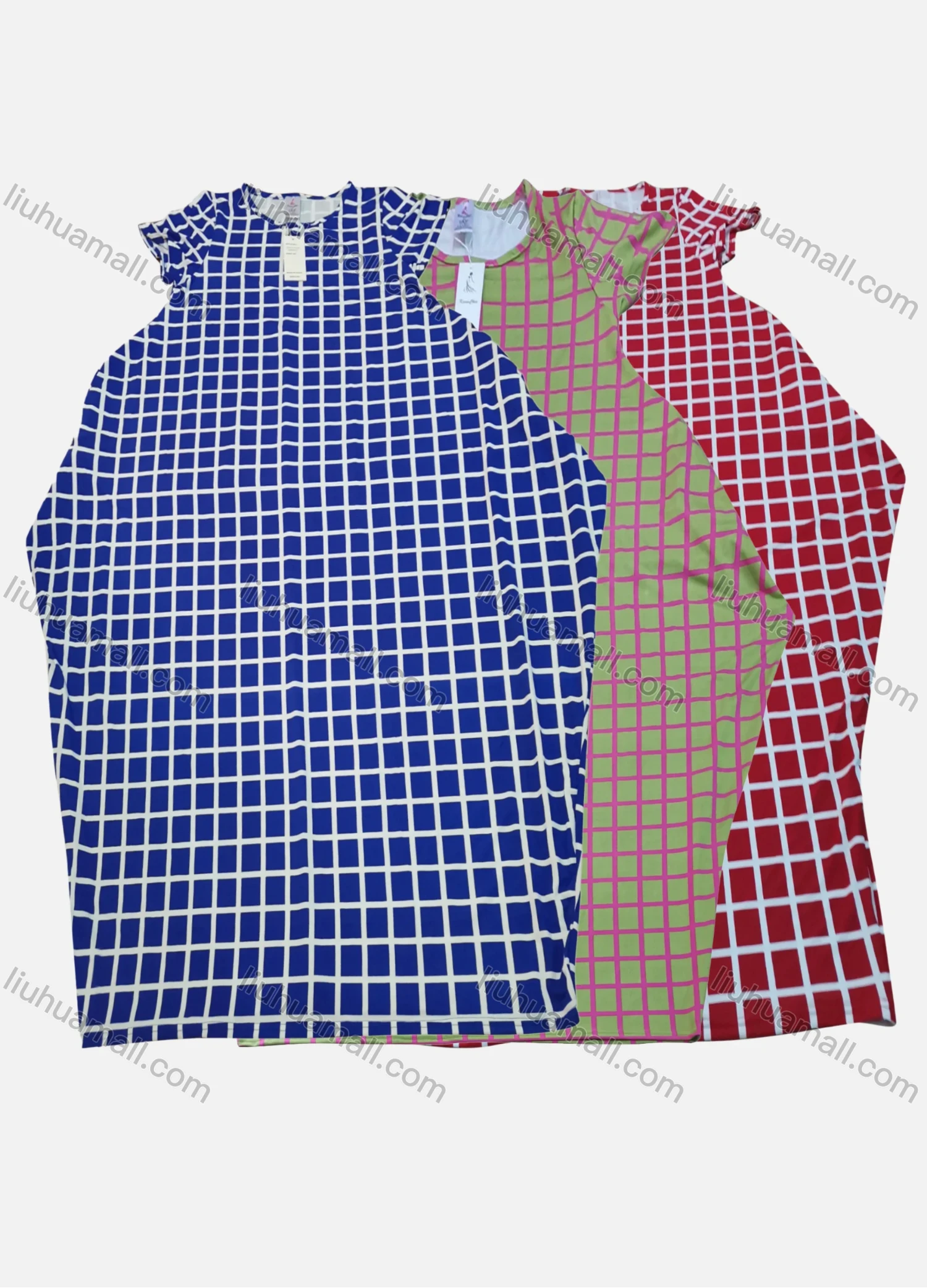 Wholesale Women's Casual Crew Neck Short Sleeve Curved Hem Loose Fit Dress 8818# - Liuhuamall