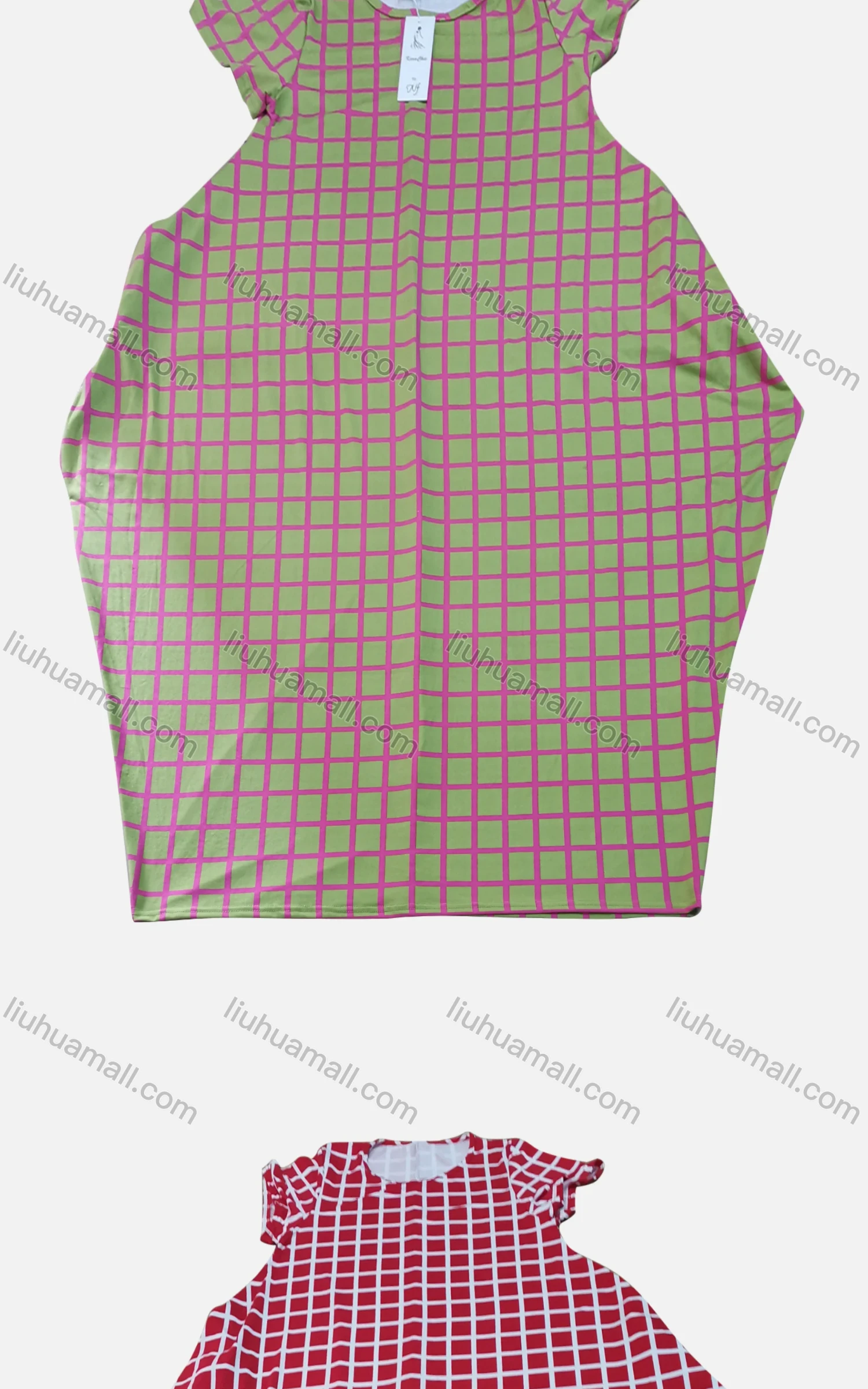 Wholesale Women's Casual Crew Neck Short Sleeve Curved Hem Loose Fit Dress 8818# - Liuhuamall