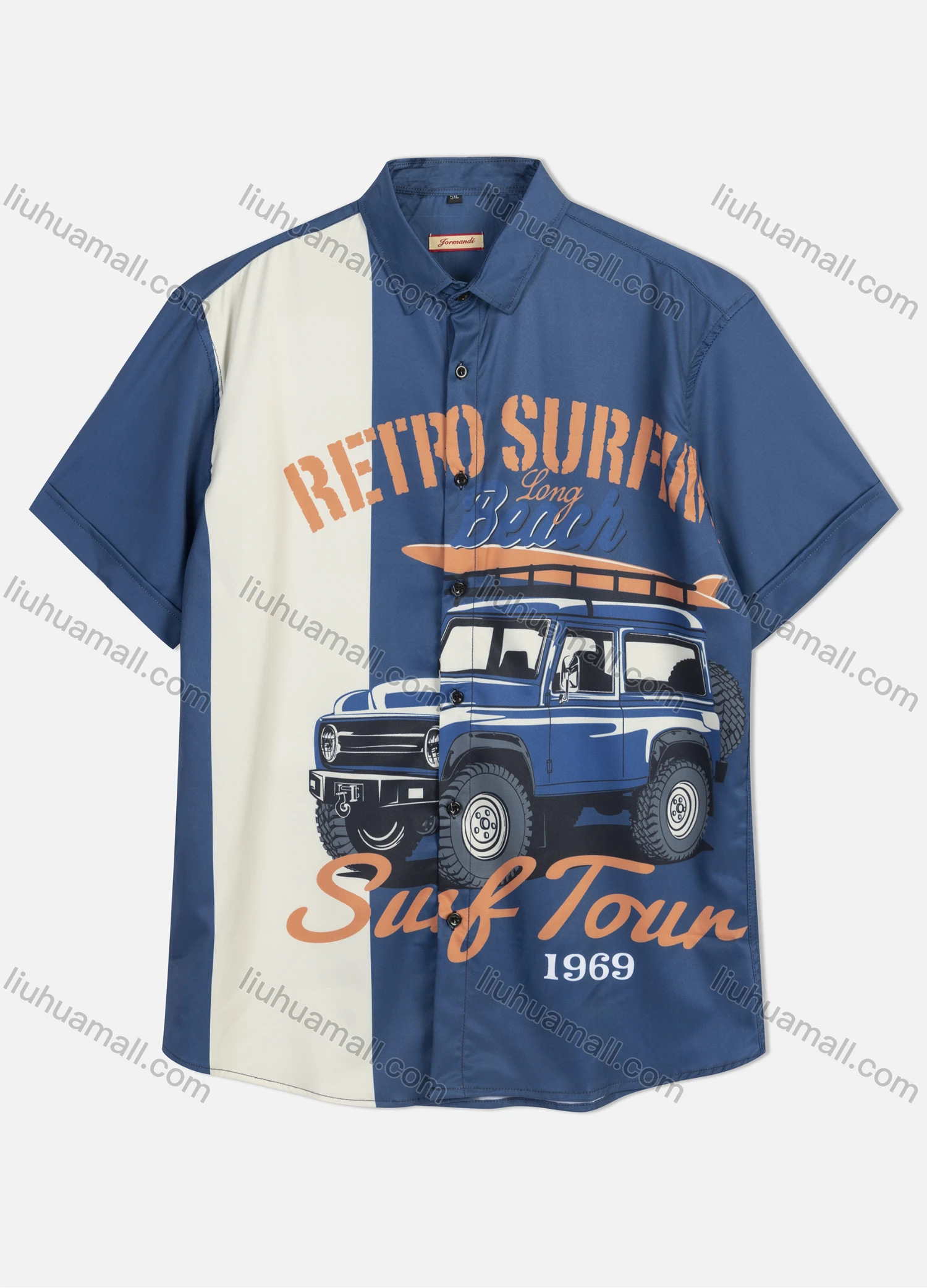 Wholesale Men's Casual Graphic Colorblock Short Sleeve Shirt 1Y1A0903# - Liuhuamall