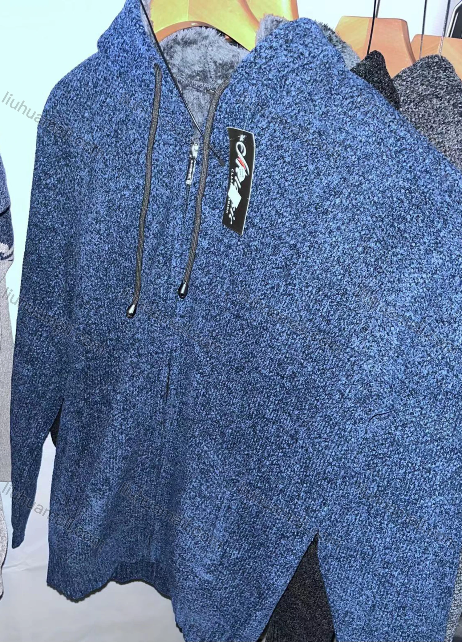 Wholesale Men's Casual Plain Long Sleeve Zipper Hooded Thermal Jacket - Liuhuamall