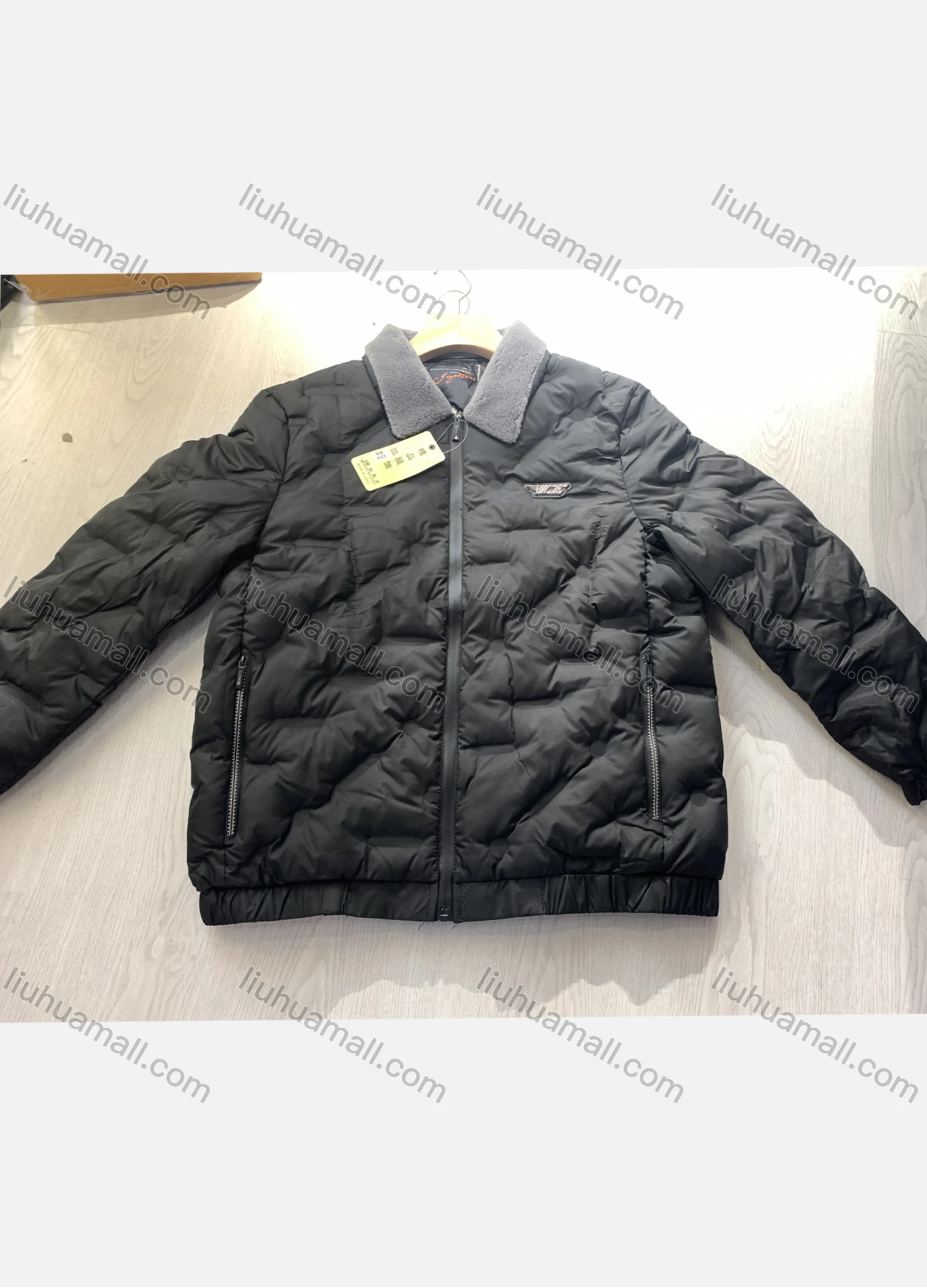 Wholesale Men's Casual Plain Long Sleeve Collared Zipper Thermal Jacket 2216# - Liuhuamall