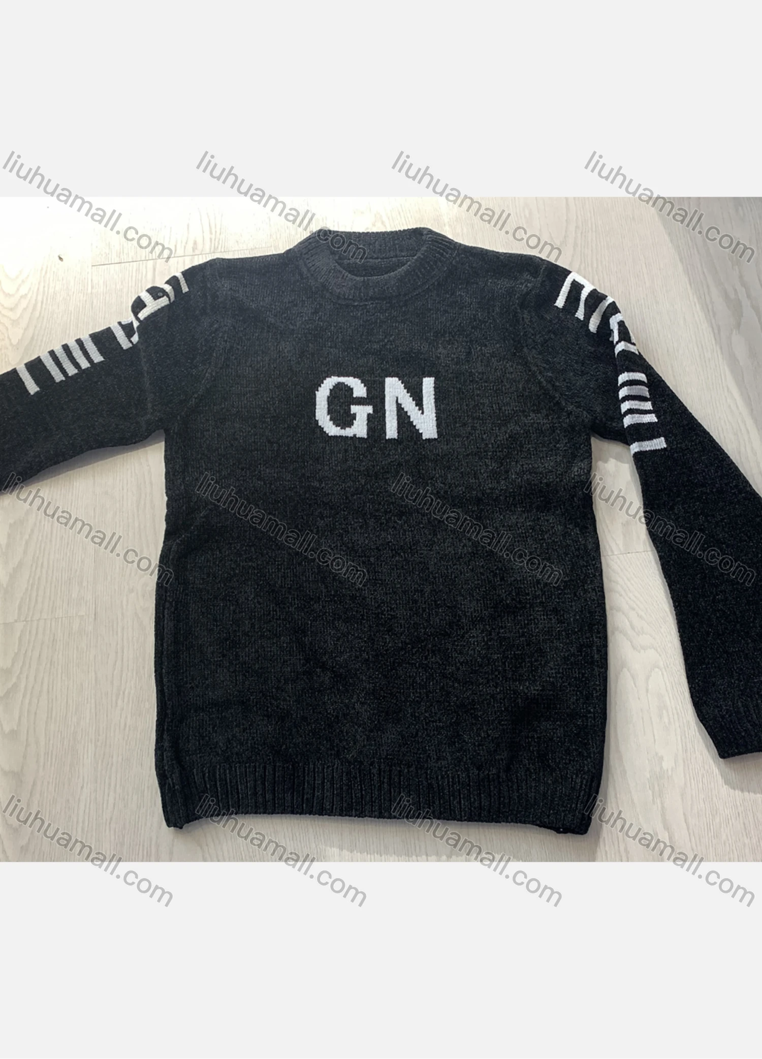 Wholesale Men's Casual Letter Long Sleeve Round Neck Thermal Pullover Sweater - Liuhuamall