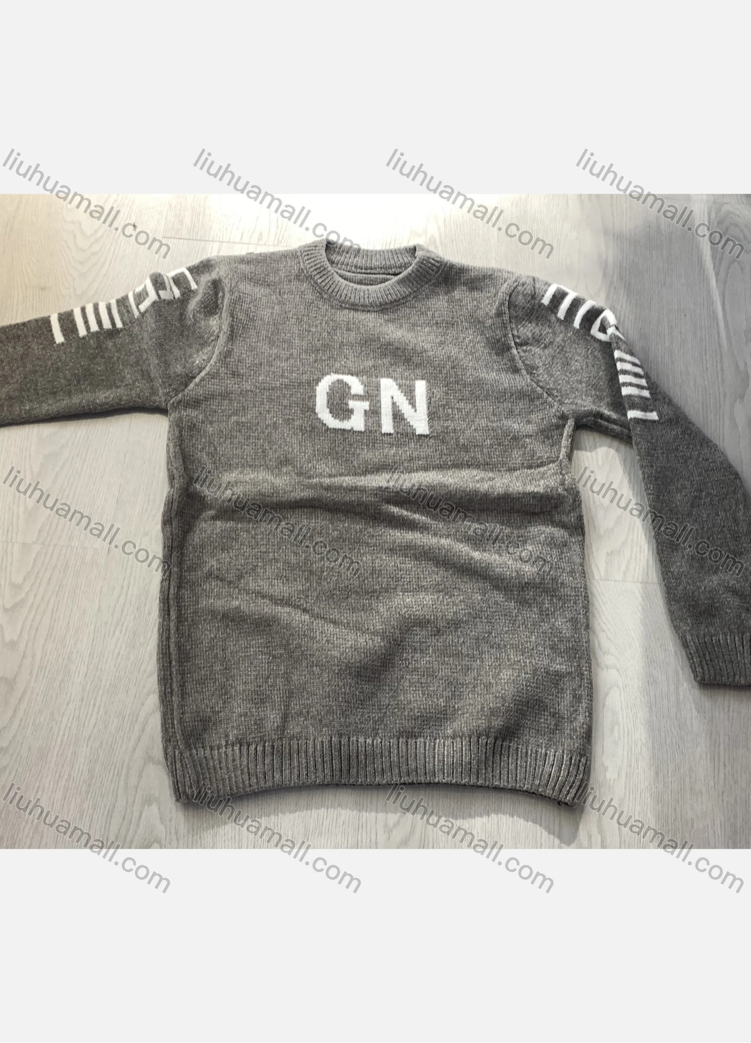 Wholesale Men's Casual Letter Long Sleeve Round Neck Thermal Pullover Sweater - Liuhuamall