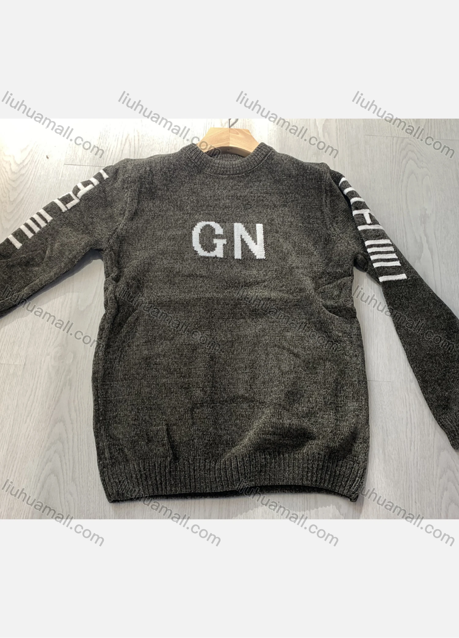 Wholesale Men's Casual Letter Long Sleeve Round Neck Thermal Pullover Sweater - Liuhuamall