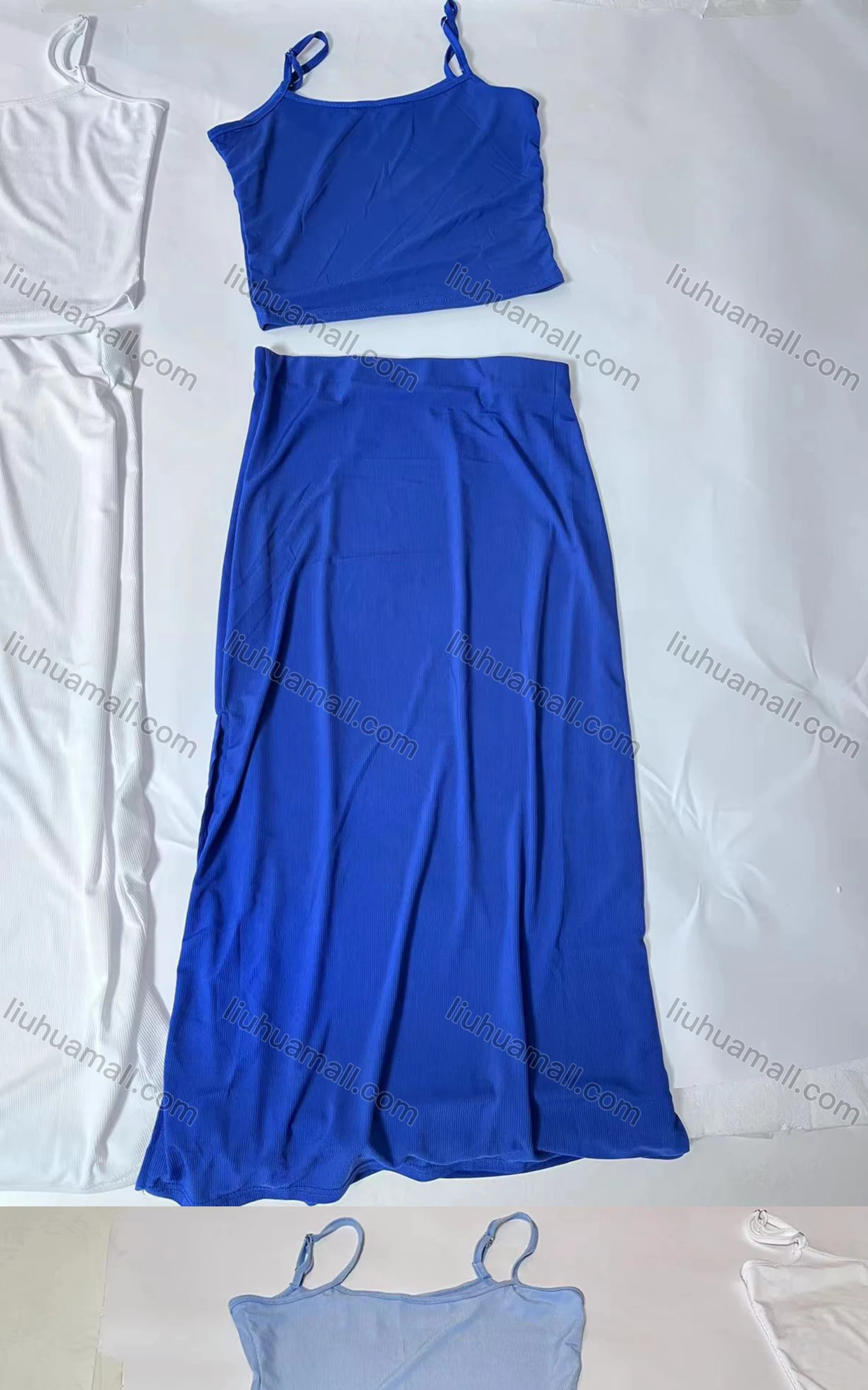 Wholesale Women's Casual Plain Crop Cami Top 2-Piece Set 001# - Liuhuamall