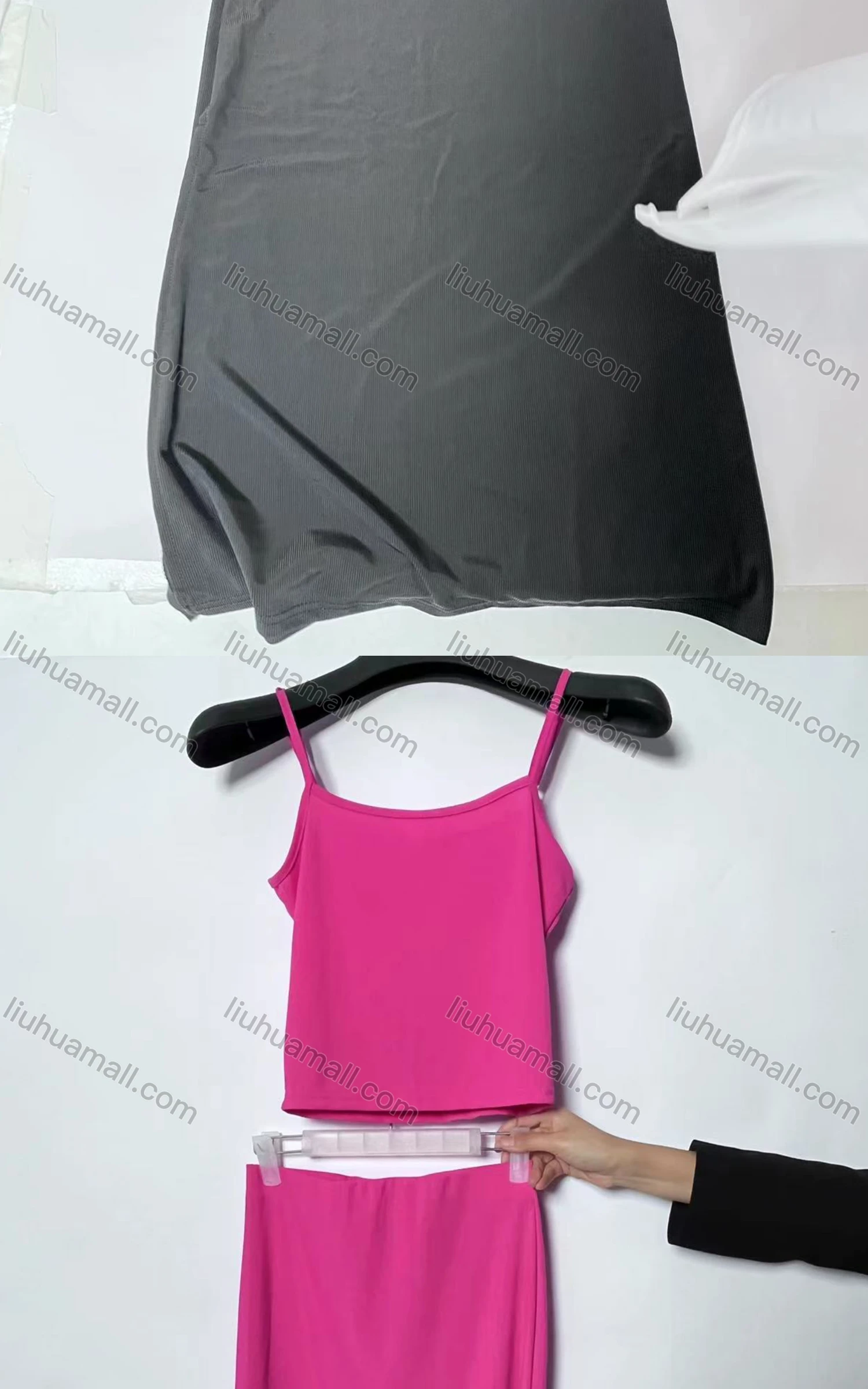 Wholesale Women's Casual Plain Crop Cami Top 2-Piece Set 001# - Liuhuamall