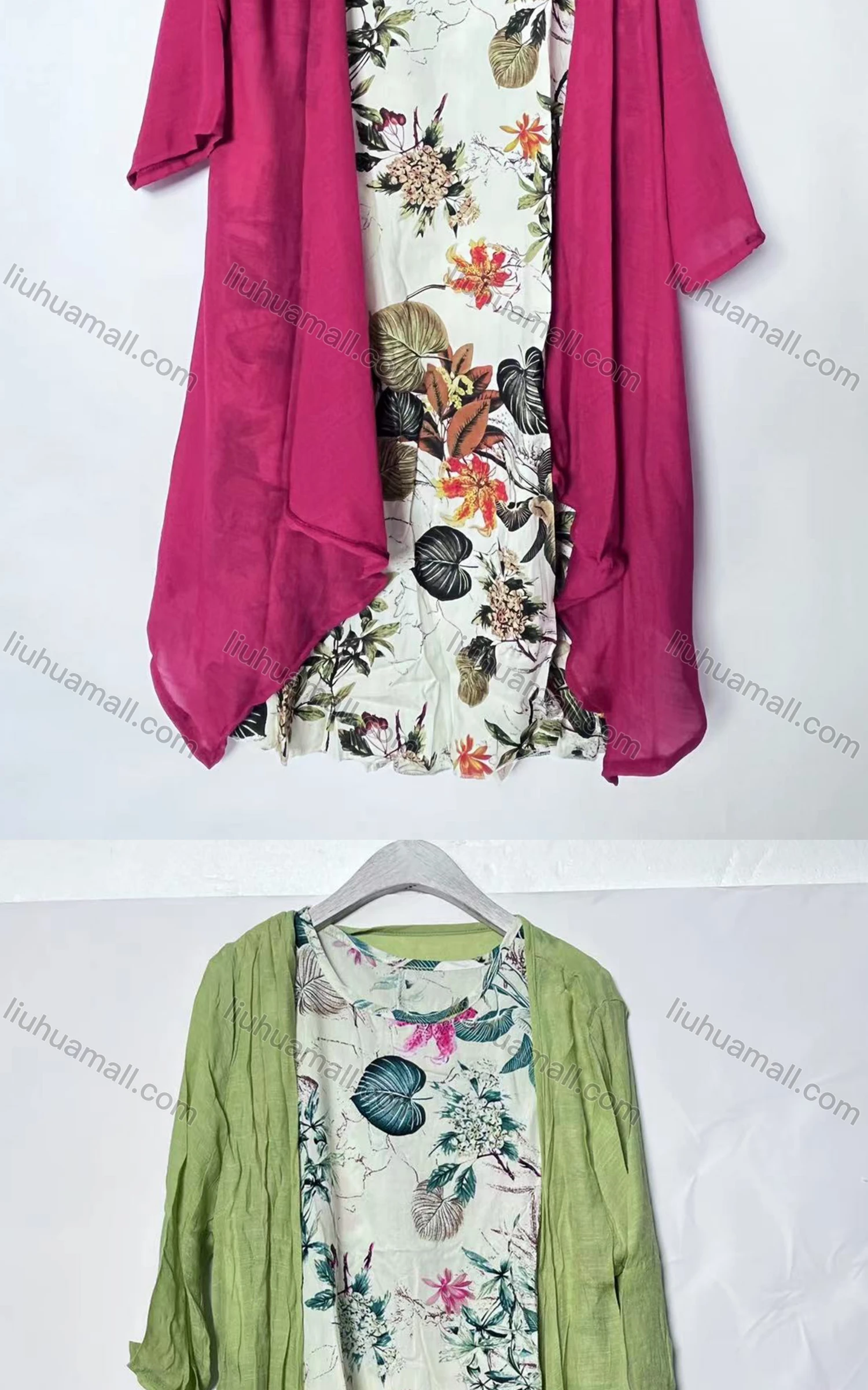 Wholesale Women's Casual Plain Open Front Cardigan 2-Piece Set 806# - Liuhuamall