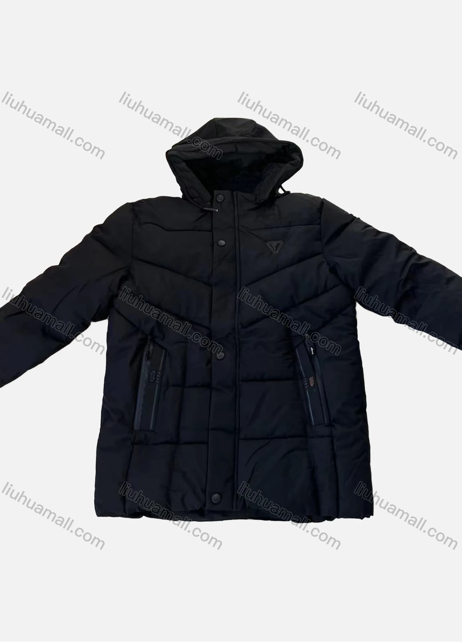 Wholesale Men's Casual Plain Long Sleeve Button Down Drawstring Hooded Thermal Coat - Liuhuamall