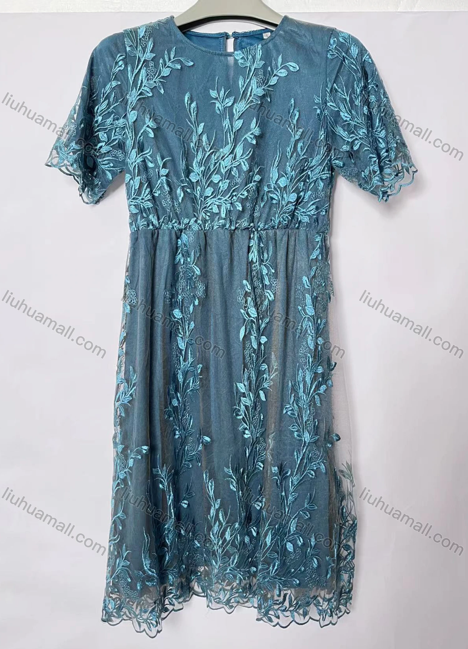 Wholesale Women's Casual Crew Neck Short Sleeve Embroidered Tunic TB291435# - Liuhuamall