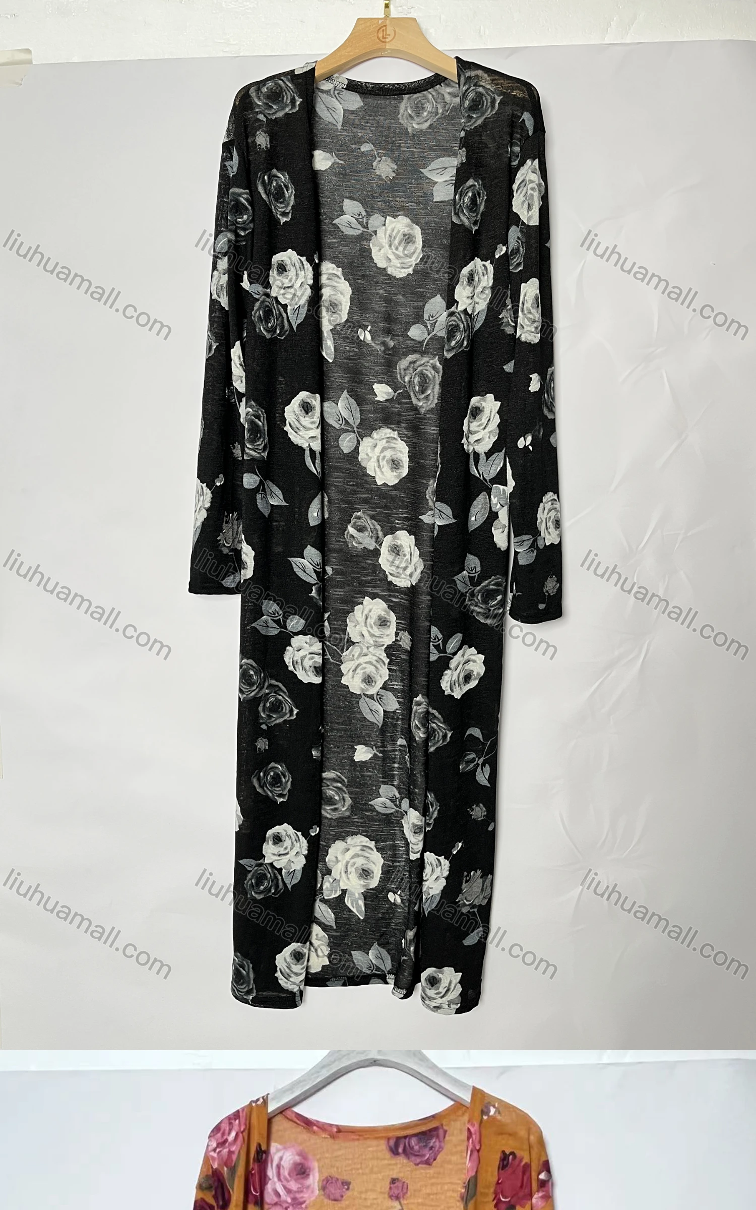 Wholesale Women's Casual Plain Open Front Floral Long Sleeve Cardigan 1009# - Liuhuamall