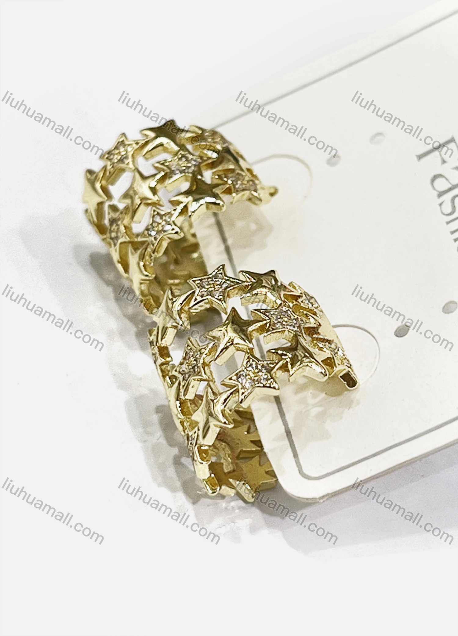 Wholesale Fashionable Copper Gold Plated Star Hoop Decor Hypoallergenic Earring - Liuhuamall