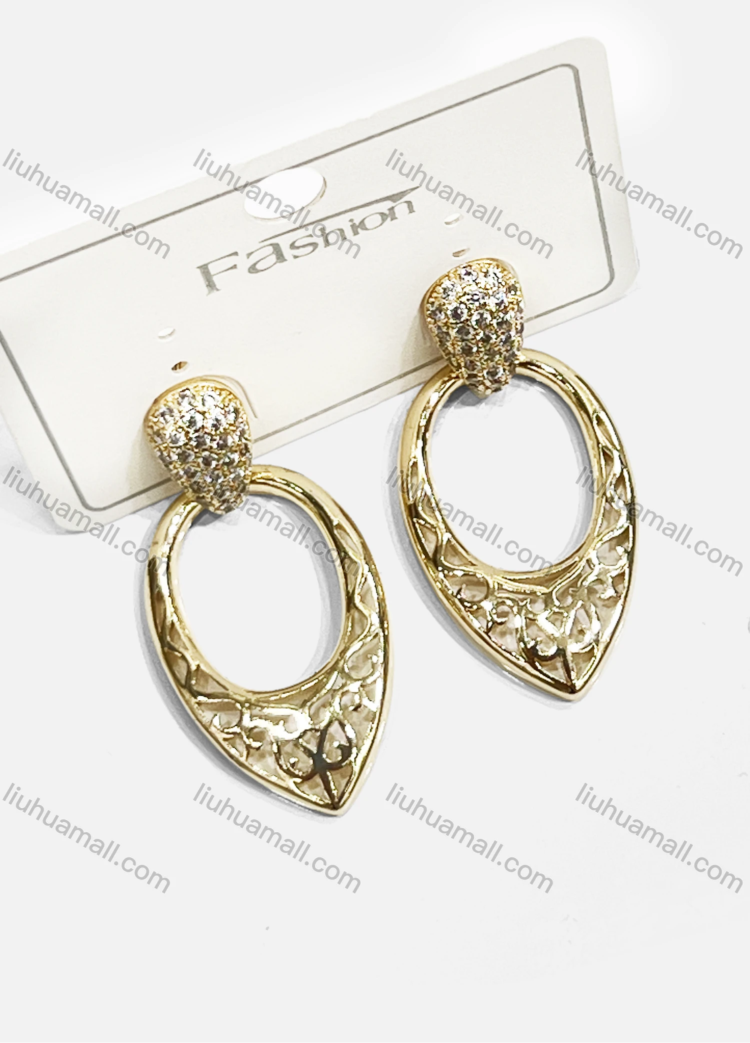 Wholesale Fashionable Copper Gold Plated Hollow Teardrop Hypoallergenic Earrings - Liuhuamall