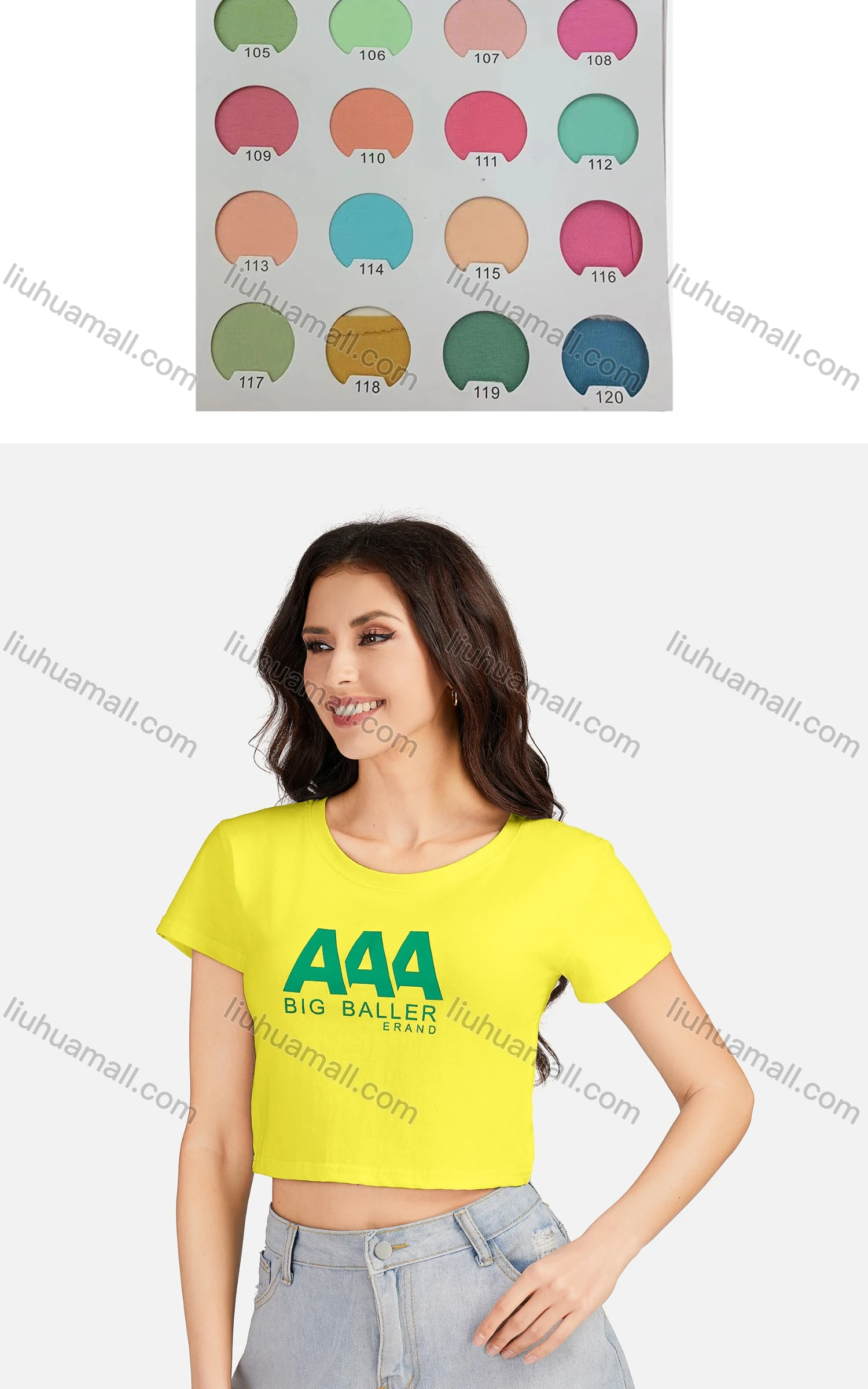 Wholesale Women's Casual Letter Round Neck Short Sleeve Crop T-shirt 3202# - Liuhuamall