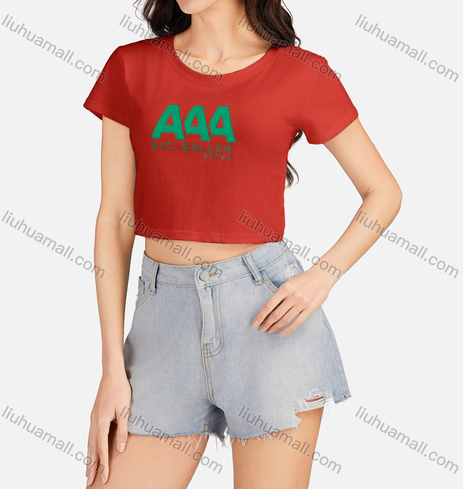 Wholesale Women's Casual Letter Round Neck Short Sleeve Crop T-shirt 3202# - Liuhuamall