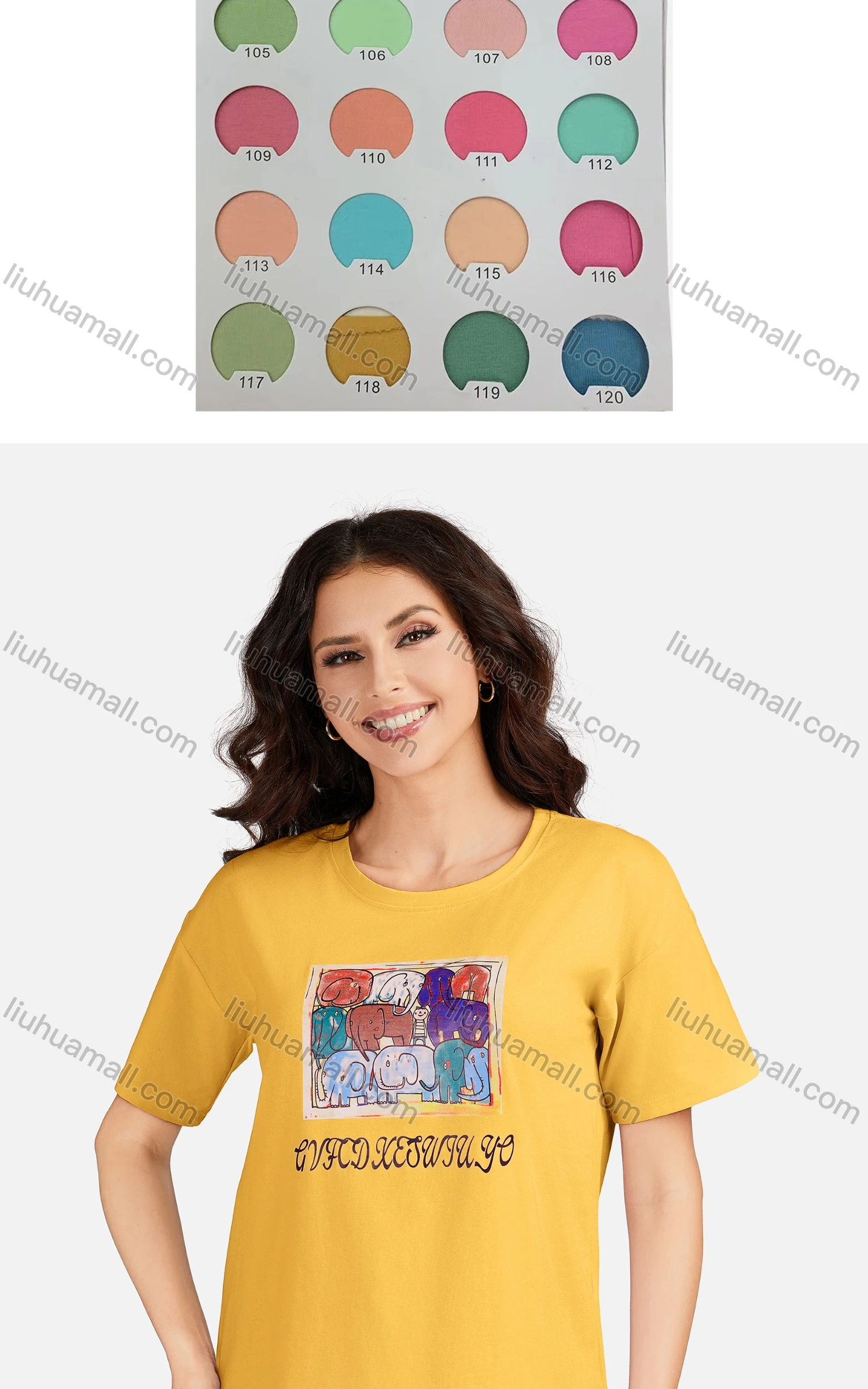 Wholesale Women's Casual Graphic Round Neck Short Sleeve T-shirt 3102# - Liuhuamall