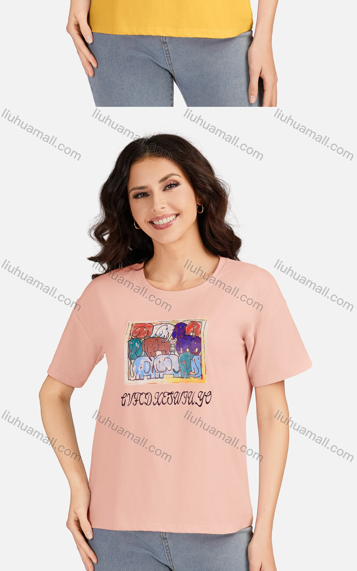 Wholesale Women's Casual Graphic Round Neck Short Sleeve T-shirt 3102# - Liuhuamall