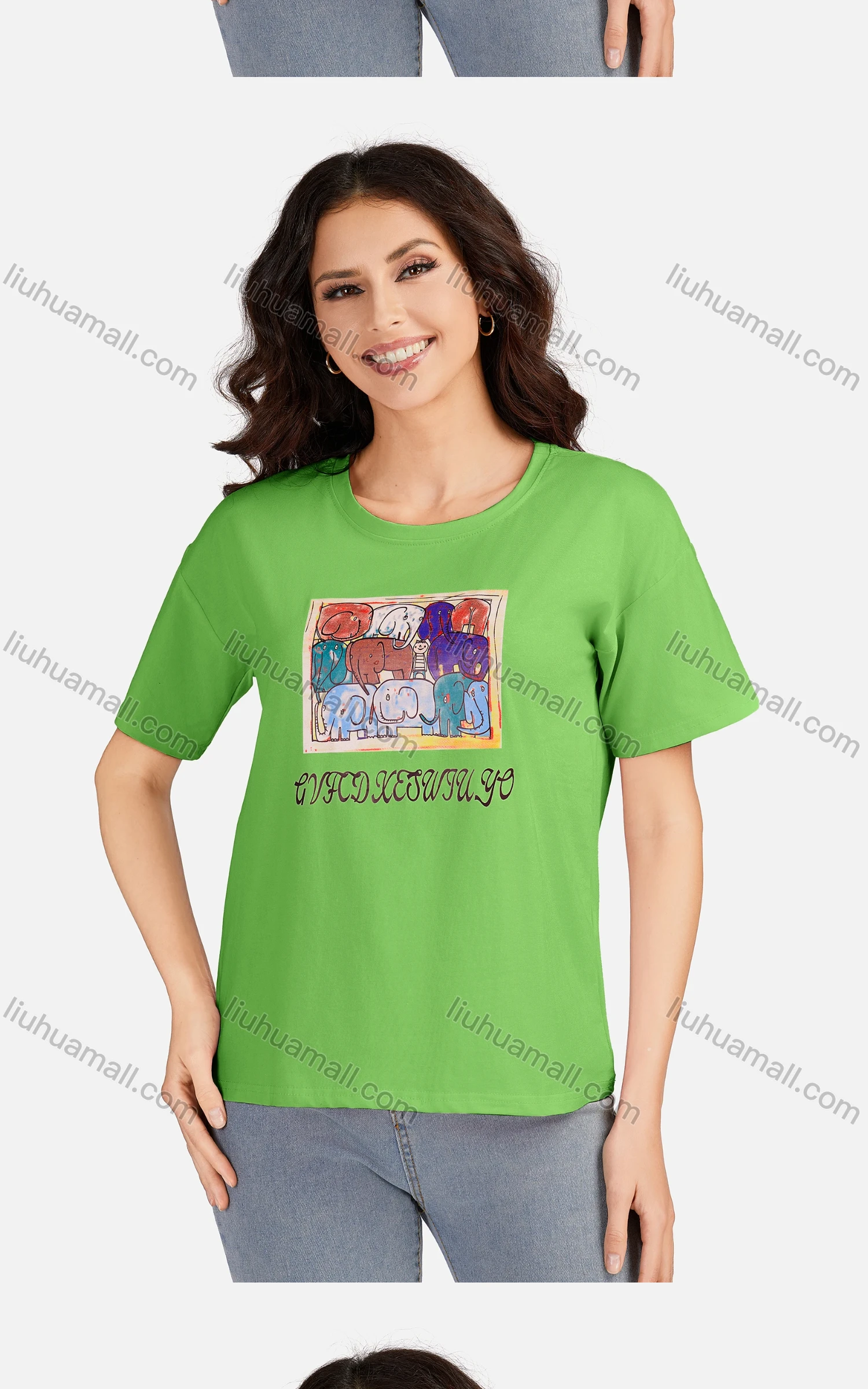 Wholesale Women's Casual Graphic Round Neck Short Sleeve T-shirt 3102# - Liuhuamall