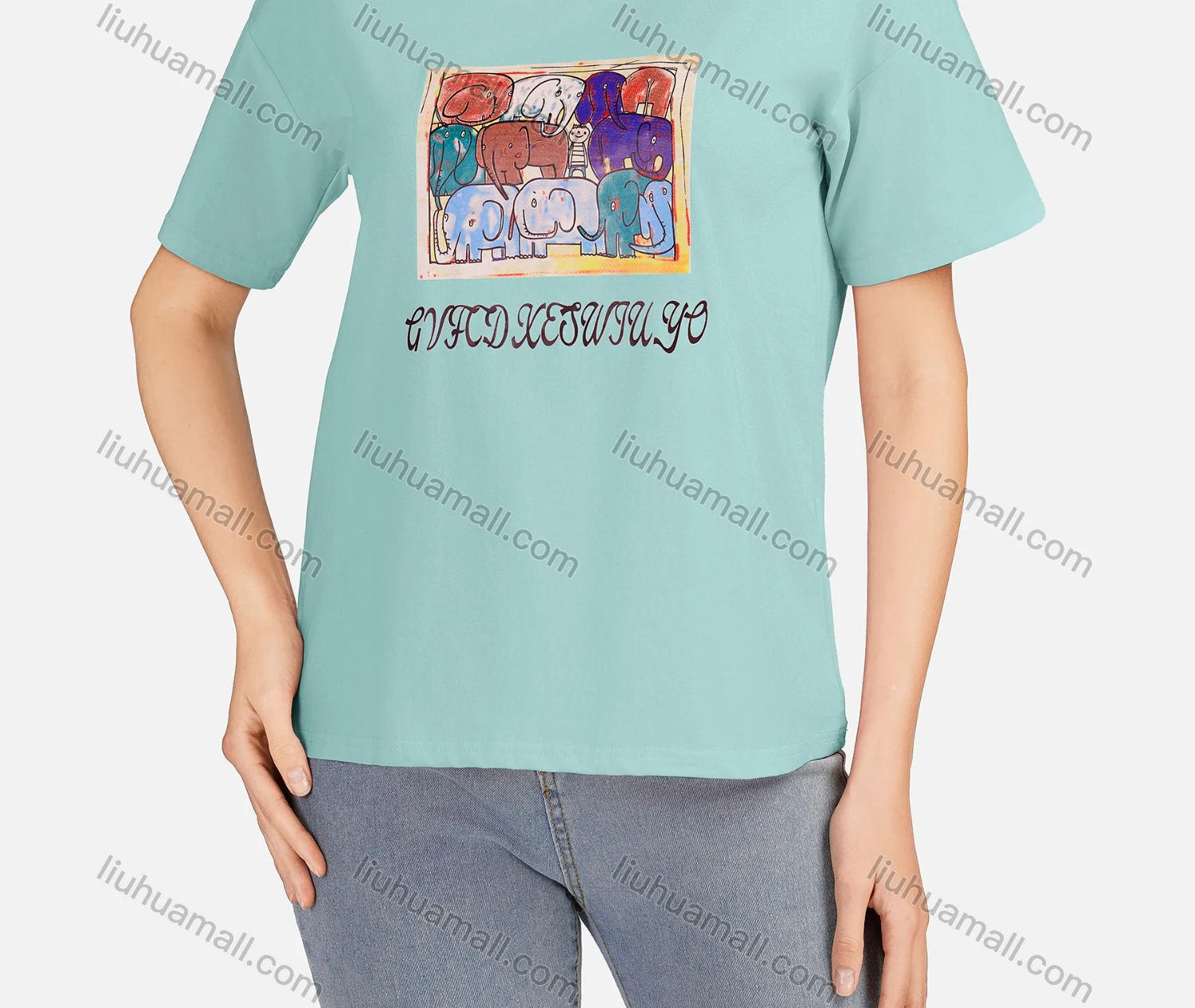 Wholesale Women's Casual Graphic Round Neck Short Sleeve T-shirt 3102# - Liuhuamall