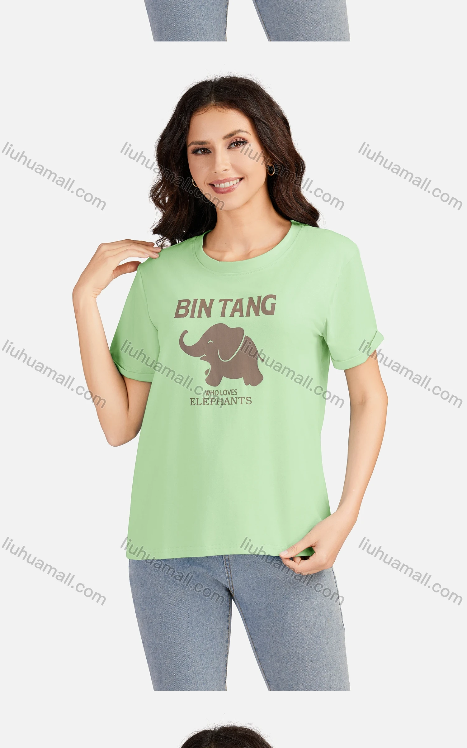 Wholesale Women's Casual Animal Letter Round Neck Short Sleeve T-shirt 3801# - Liuhuamall