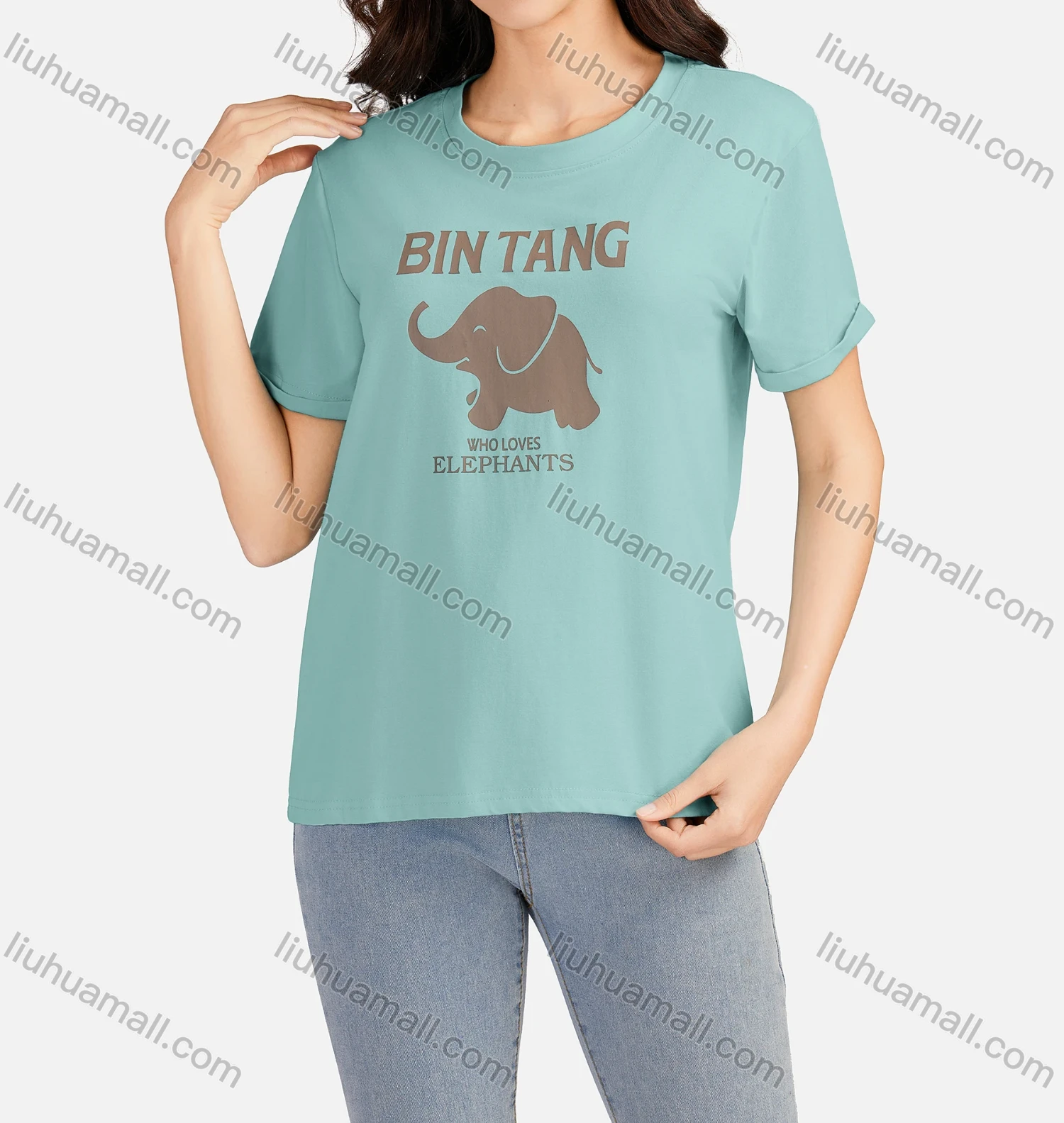 Wholesale Women's Casual Animal Letter Round Neck Short Sleeve T-shirt 3801# - Liuhuamall