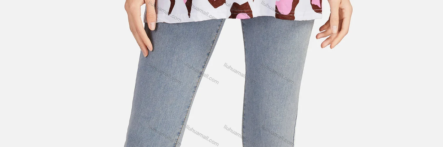 Wholesale Women's Casual Allover Print Round Neck Short Sleeve Tunic 3705# - Liuhuamall